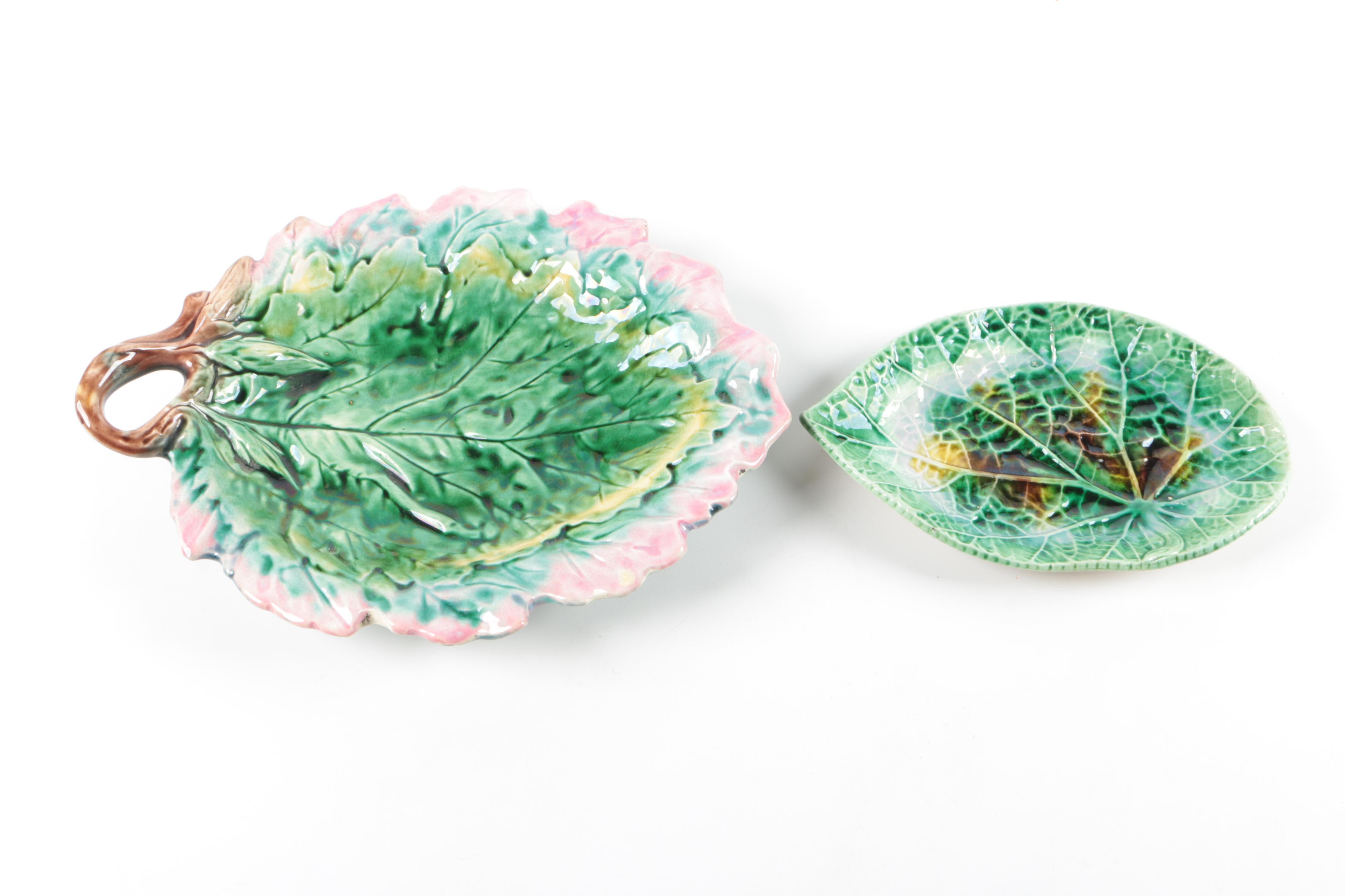 Antique Majolica Serving Dishes including Etruscan