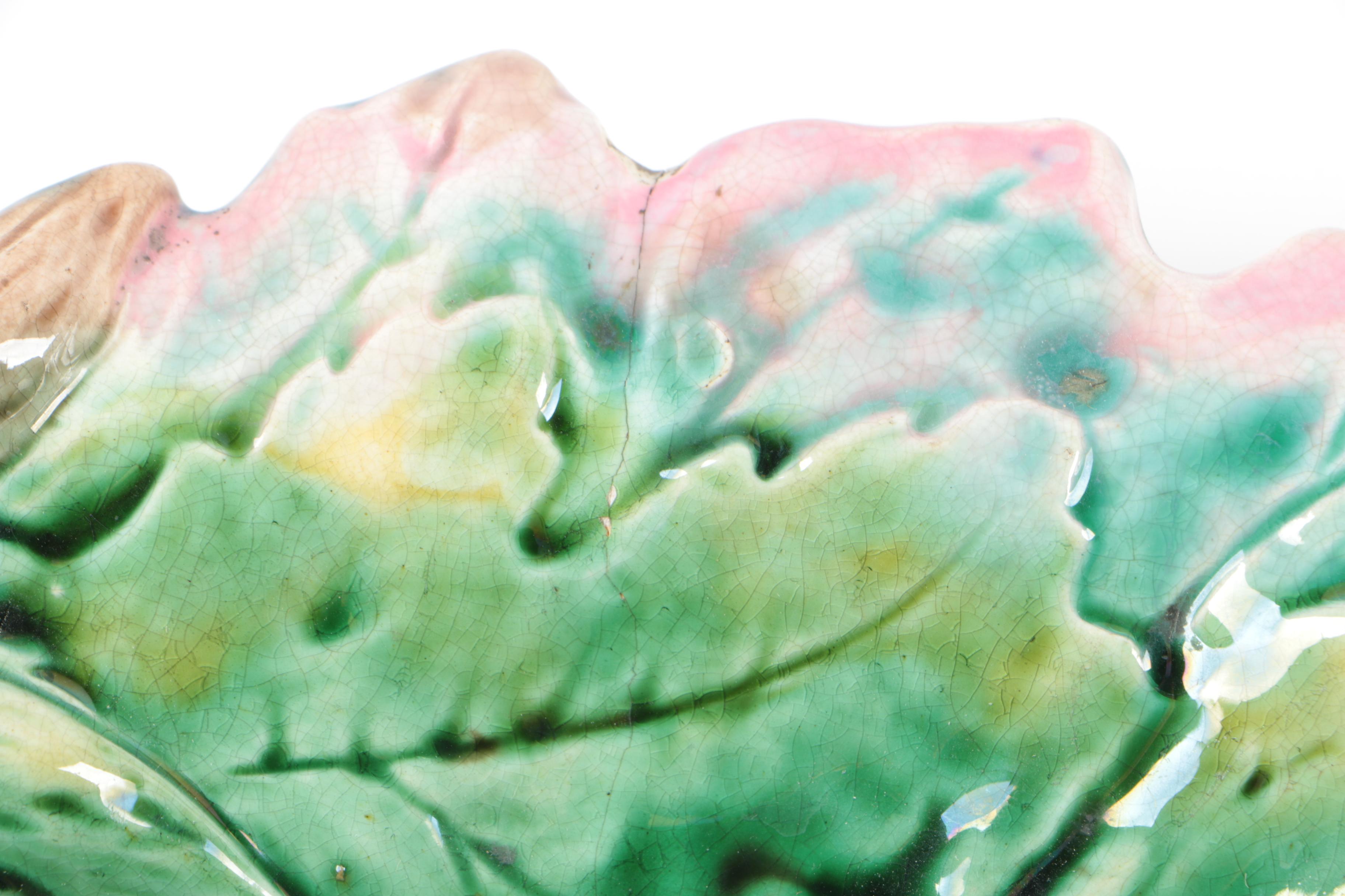 Antique Majolica Serving Dishes including Etruscan