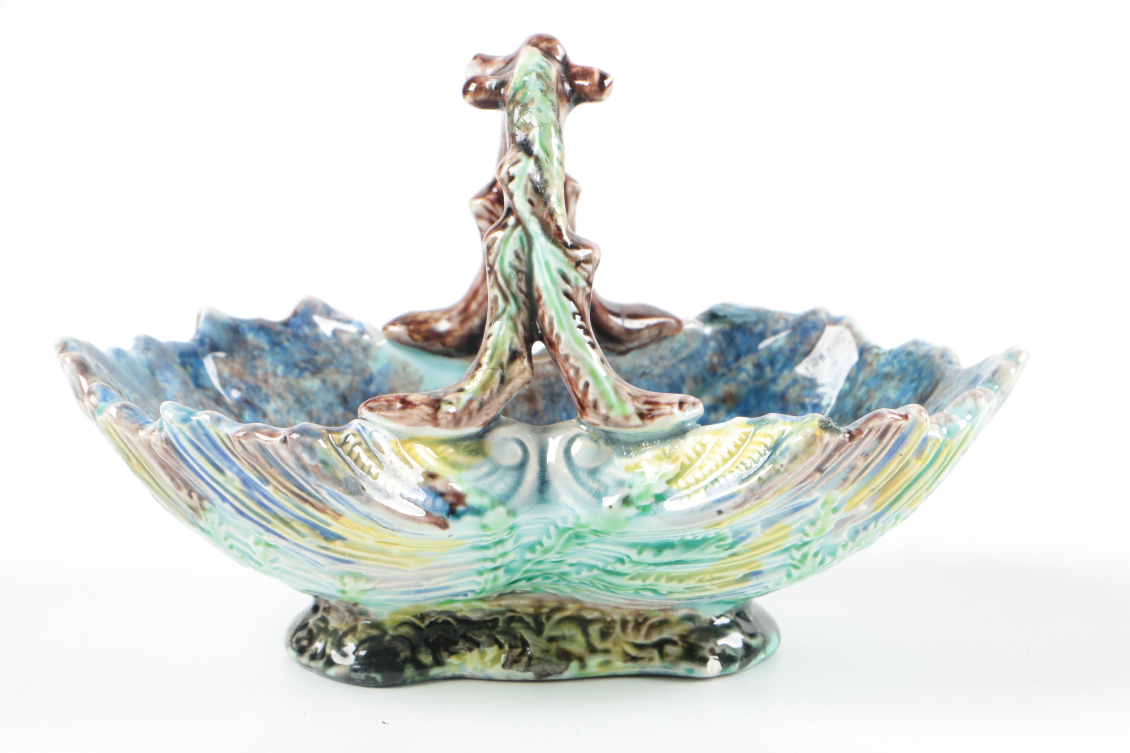 Antique Majolica Serving Dishes including Etruscan