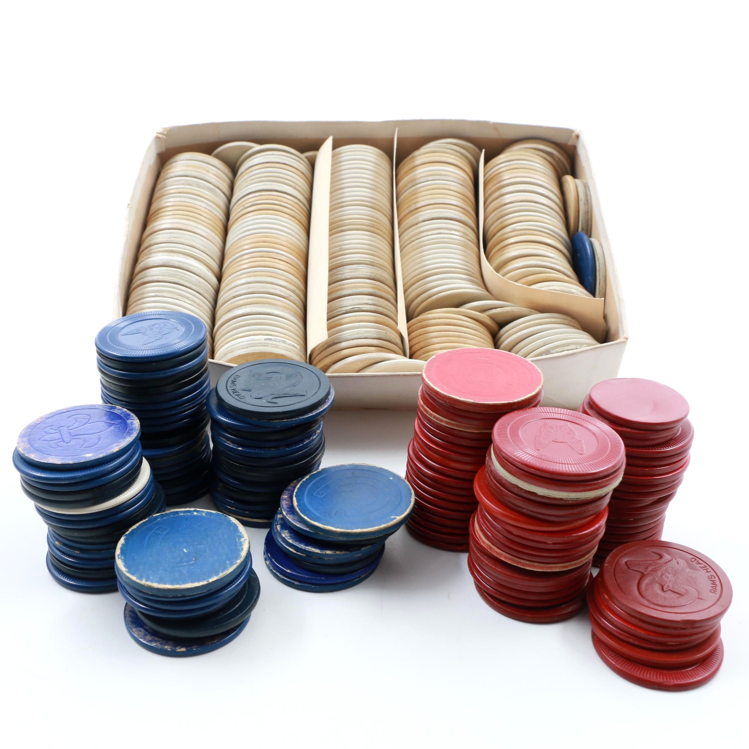 Vintage Red, White and Blue Poker Chips