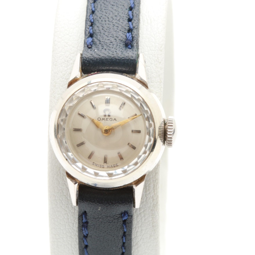 Omega 18K White Gold Stem Wind Wristwatch