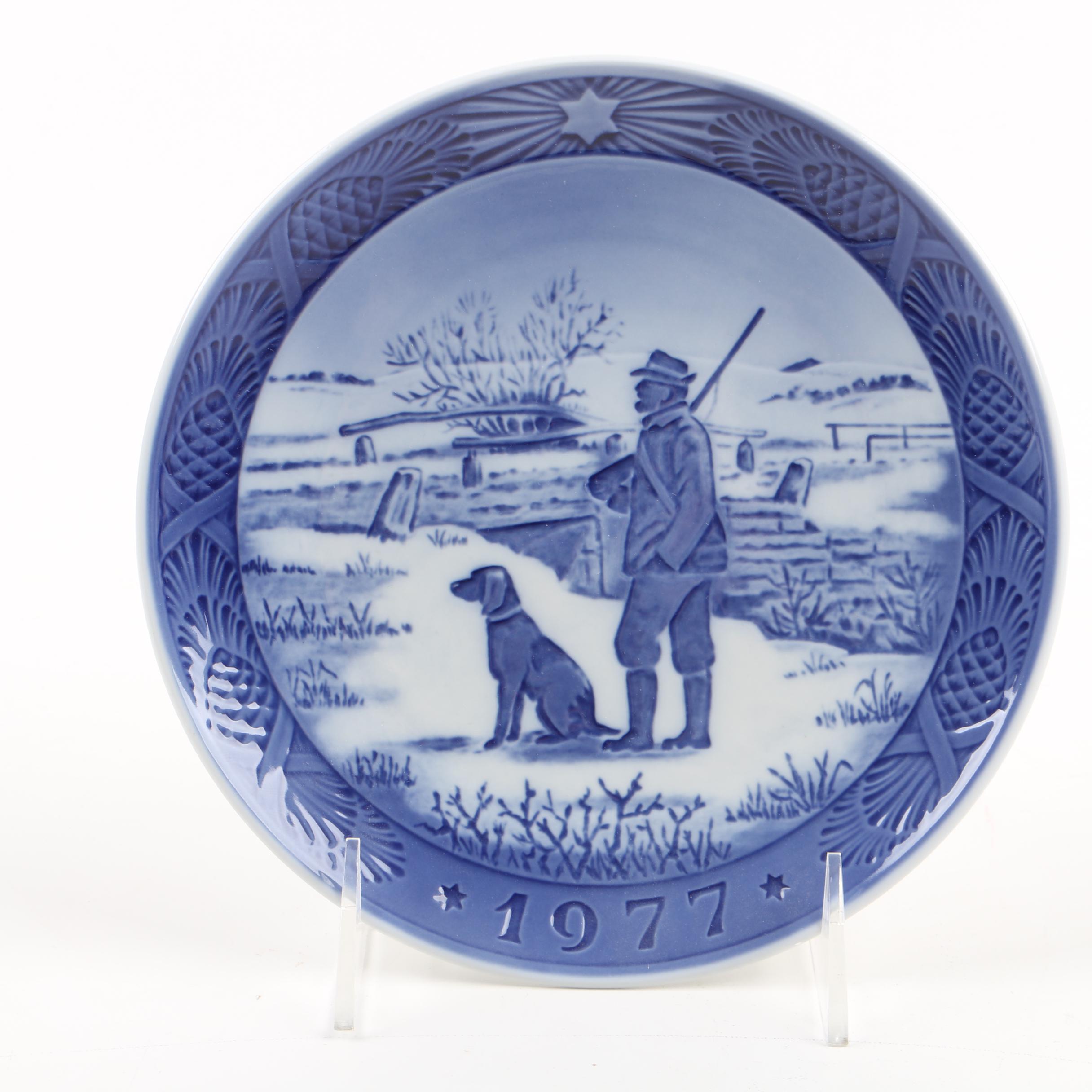 Royal Copenhagen Blue Porcelain Scenery Plates Including Kai Lange 1970s