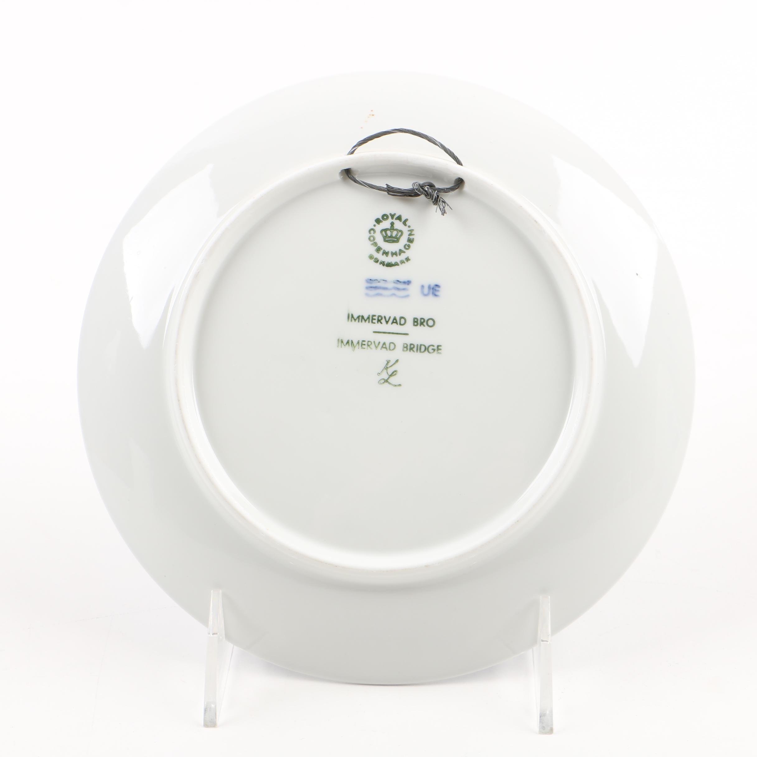 Royal Copenhagen Blue Porcelain Scenery Plates Including Kai Lange 1970s