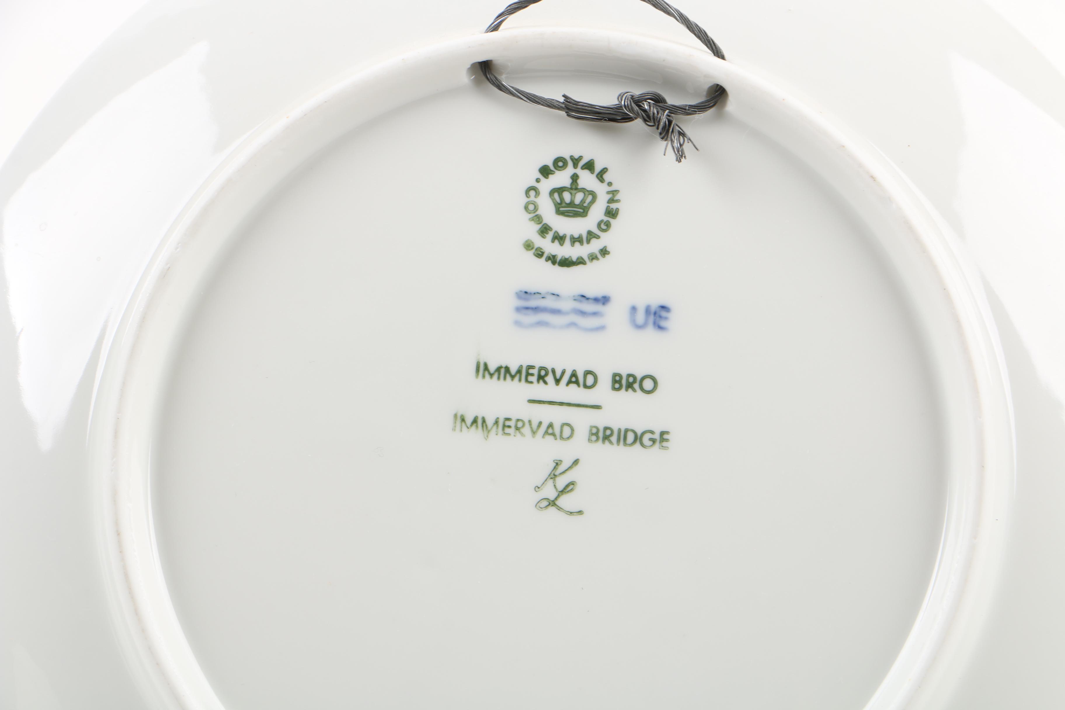 Royal Copenhagen Blue Porcelain Scenery Plates Including Kai Lange 1970s