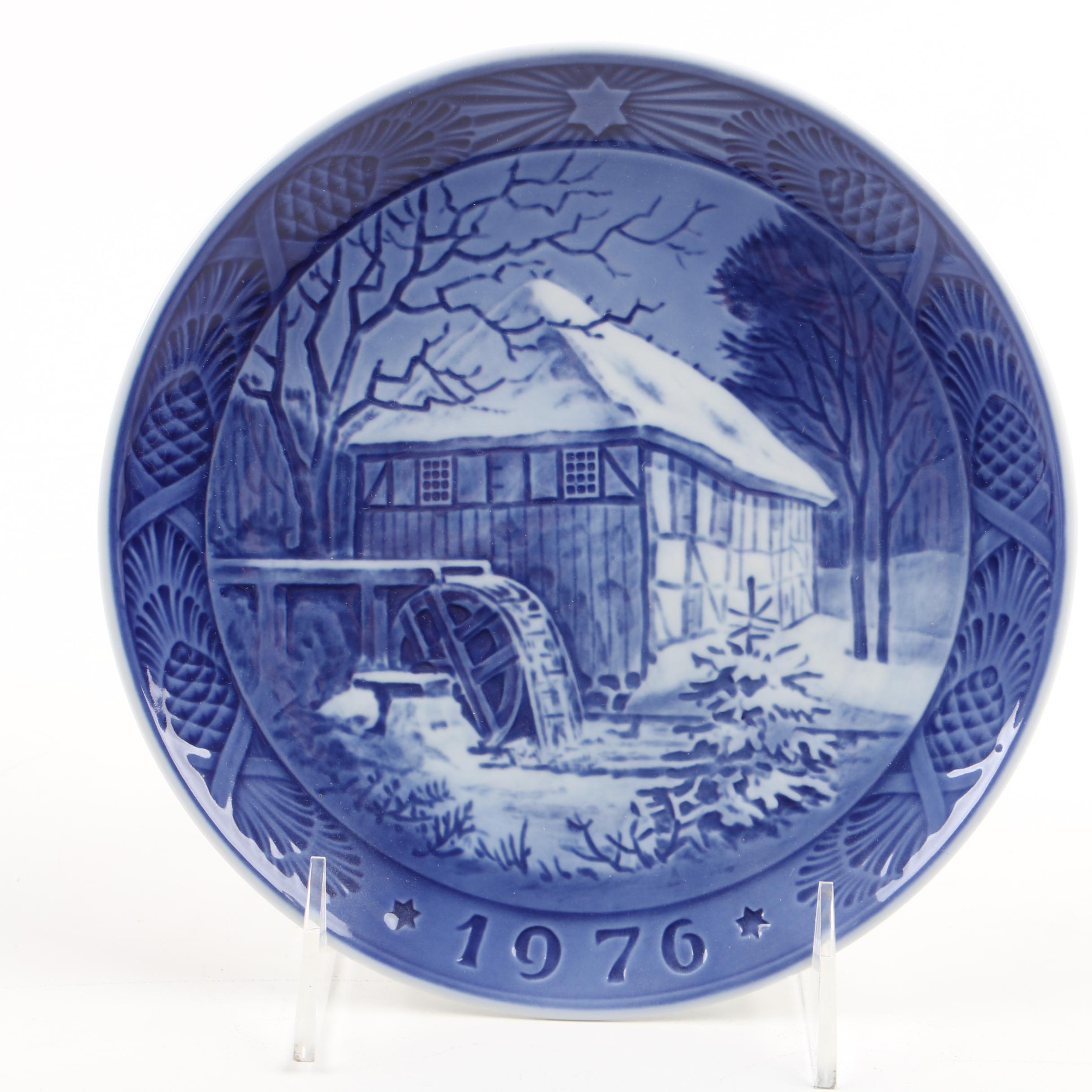 Royal Copenhagen Blue Porcelain Scenery Plates Including Kai Lange 1970s