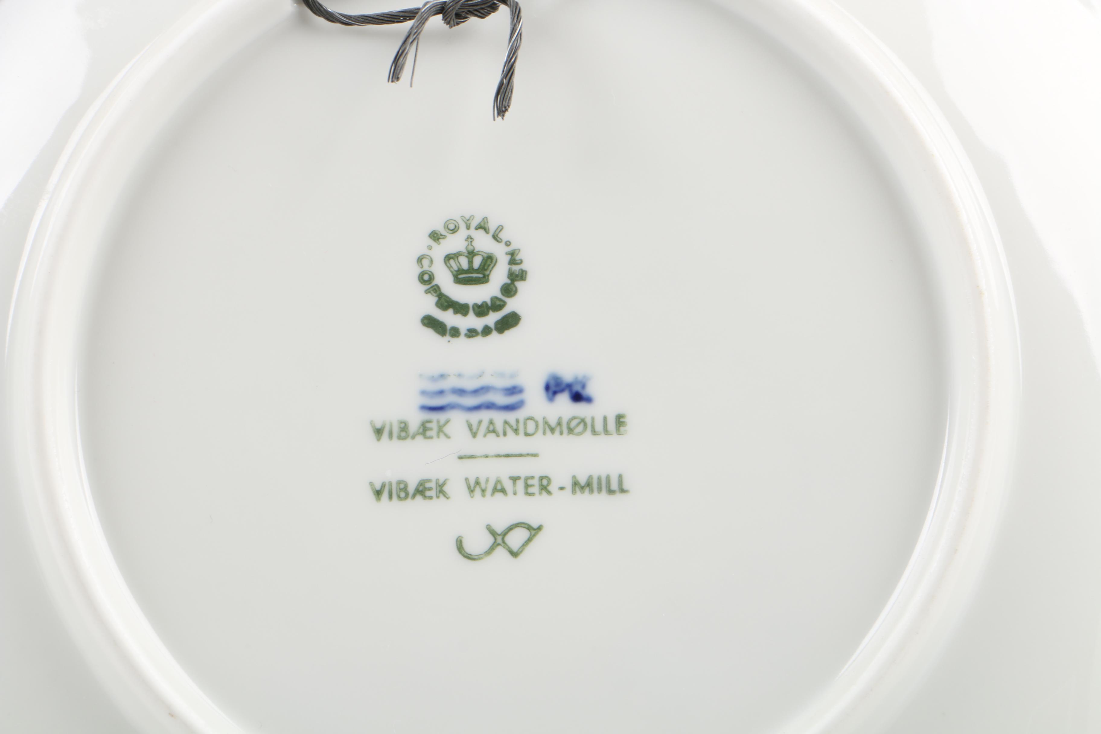 Royal Copenhagen Blue Porcelain Scenery Plates Including Kai Lange 1970s