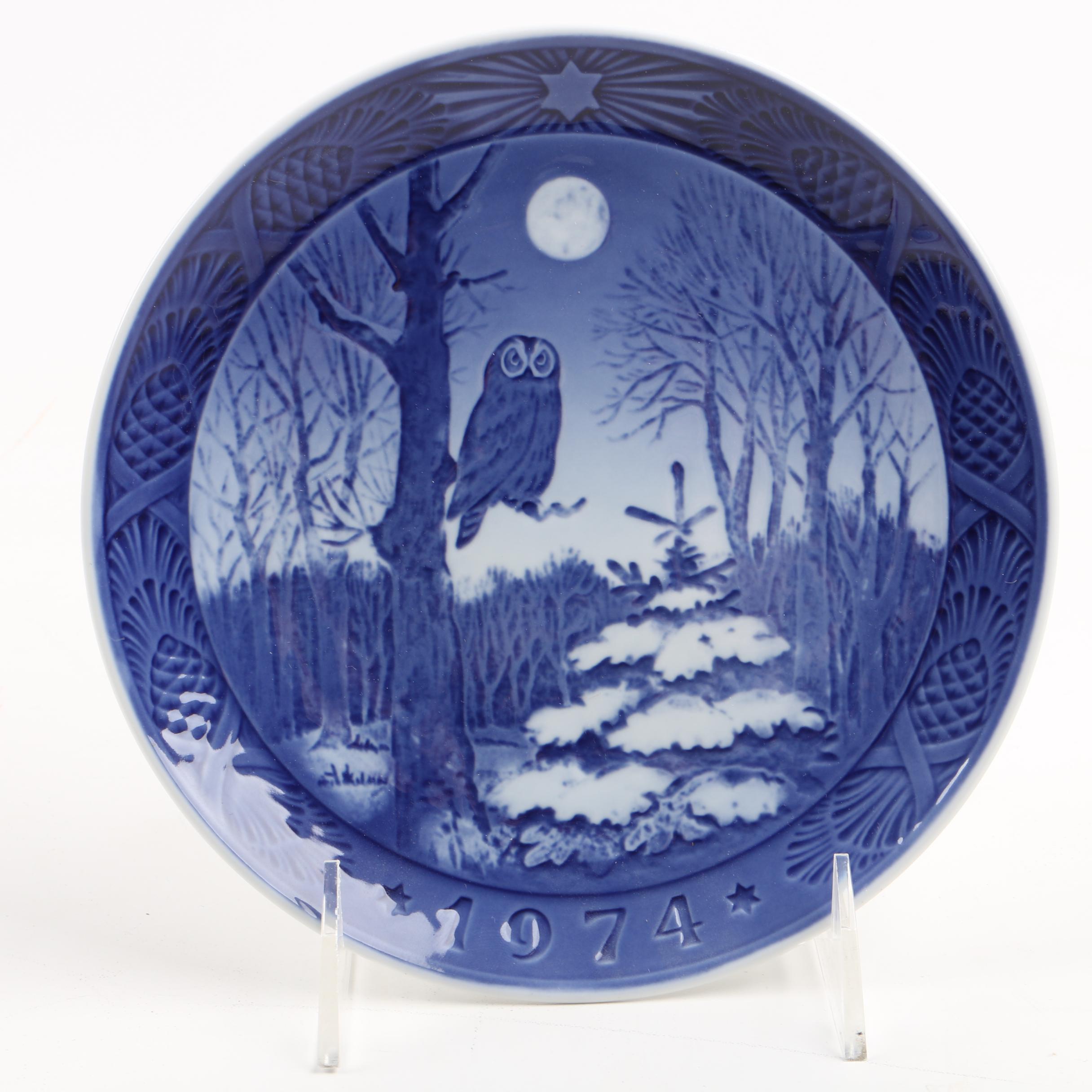 Royal Copenhagen Blue Porcelain Scenery Plates Including Kai Lange 1970s