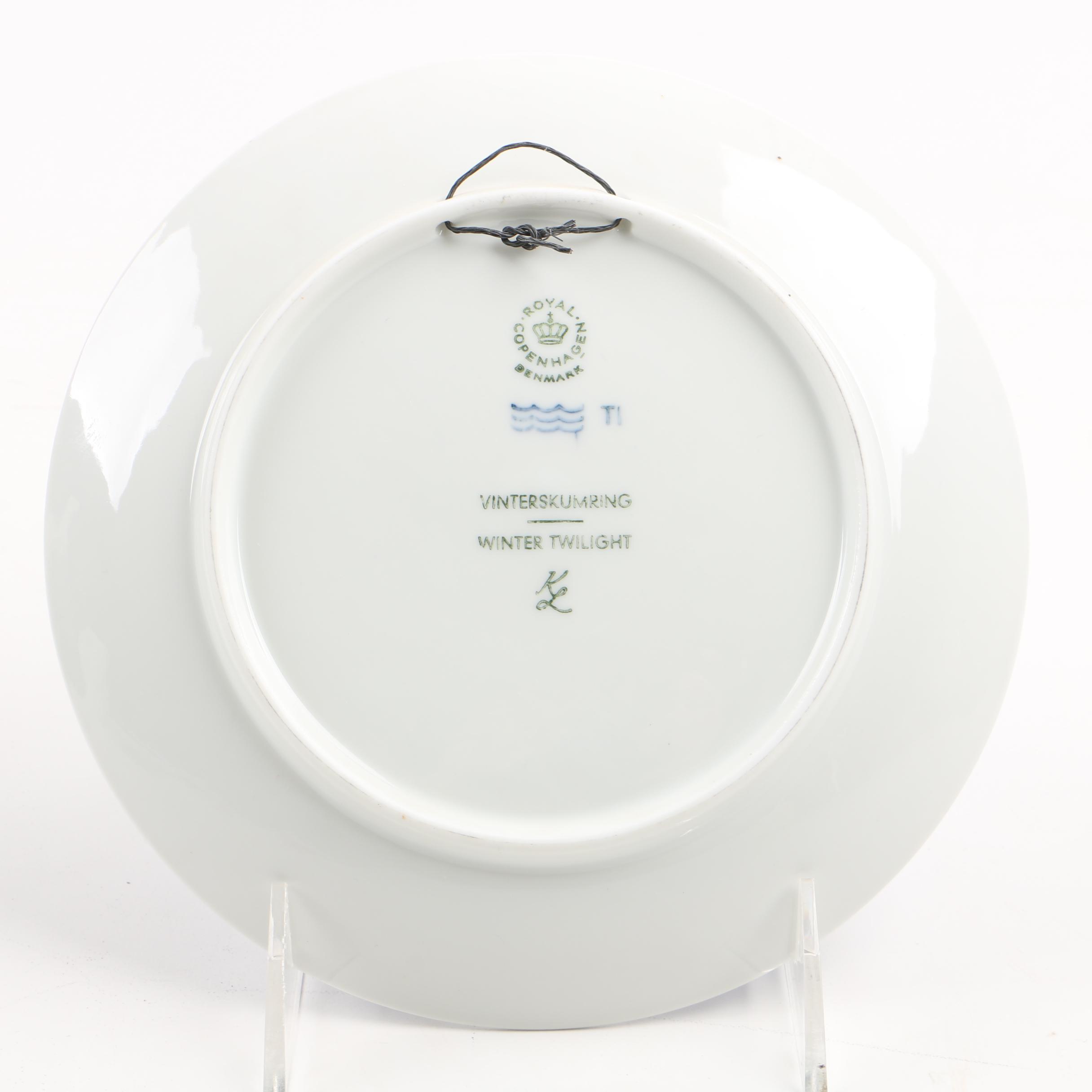 Royal Copenhagen Blue Porcelain Scenery Plates Including Kai Lange 1970s