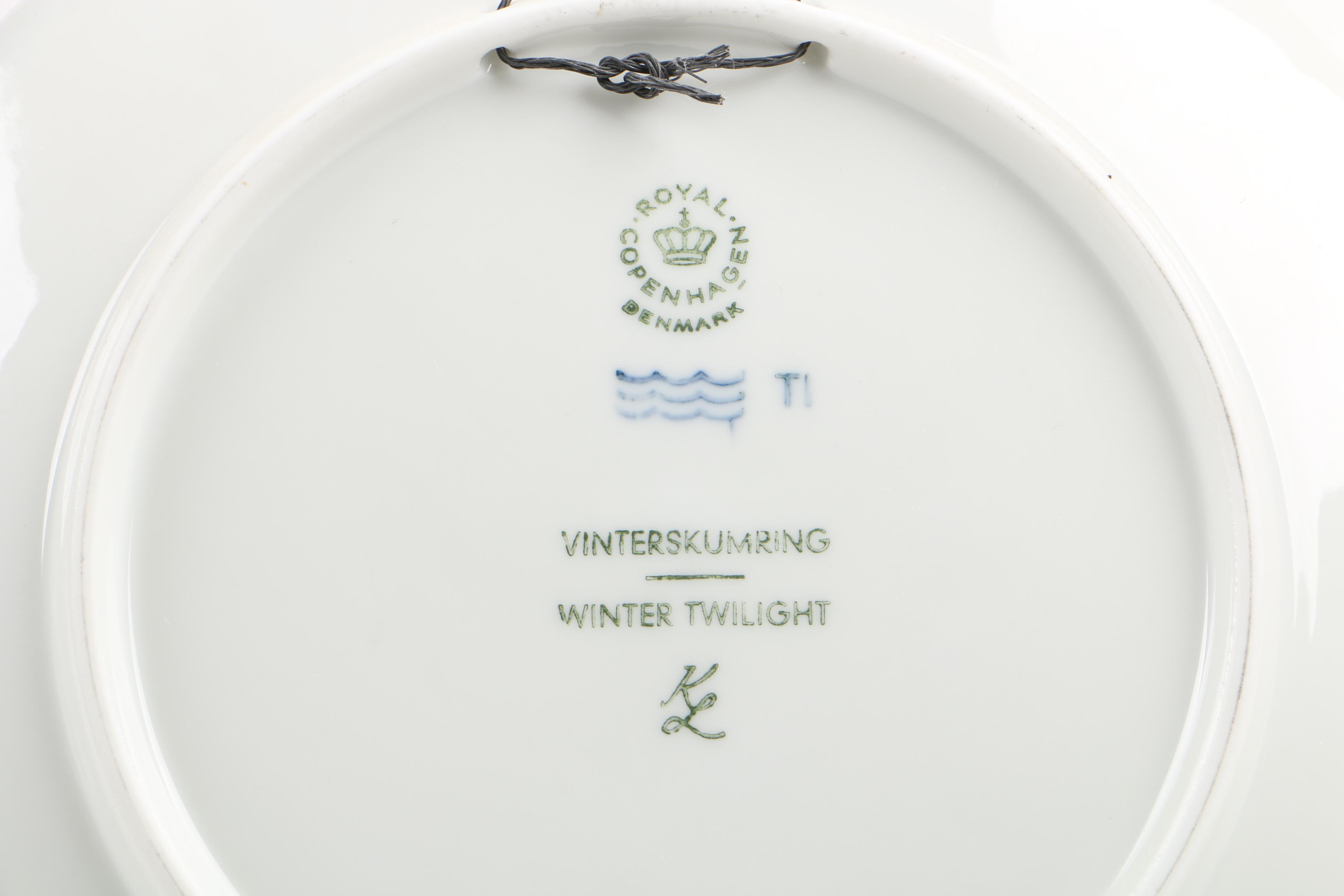 Royal Copenhagen Blue Porcelain Scenery Plates Including Kai Lange 1970s