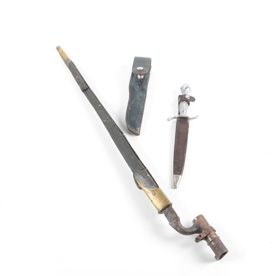 British Model 1876 Bayonet, with Buck #102 Knife and Korium Dagger