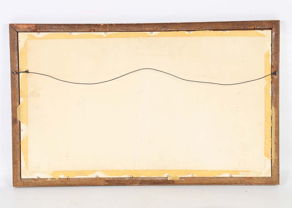 C.H. Compton Watercolor "Snow Scene Cabin Man with Kindling"