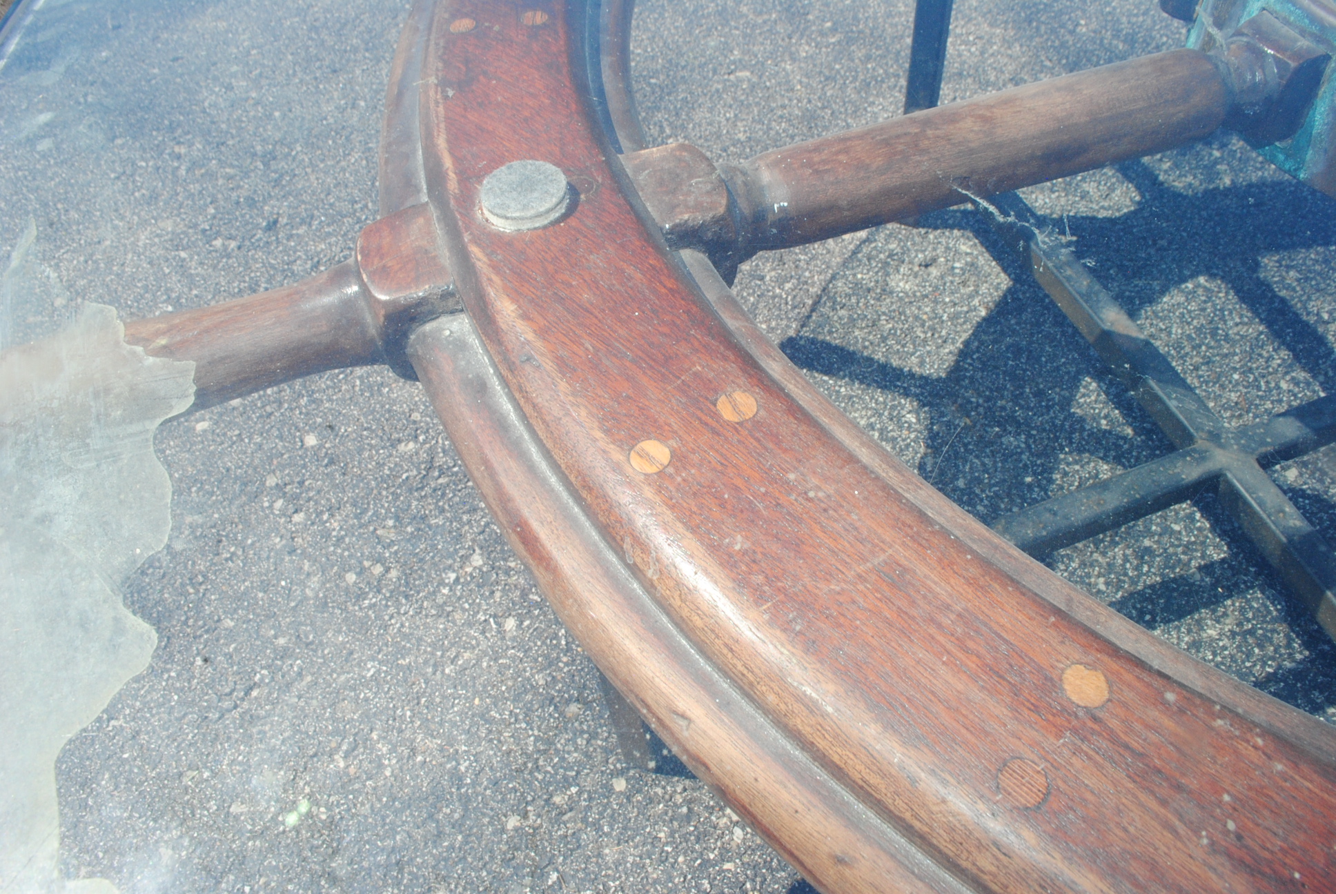 Glass Topped Ship's Wheel Coffee Table