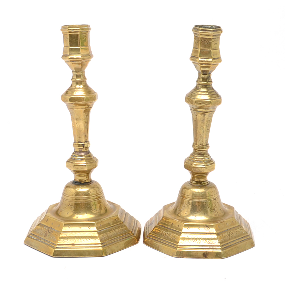 Pair of English Brass Candle Sticks