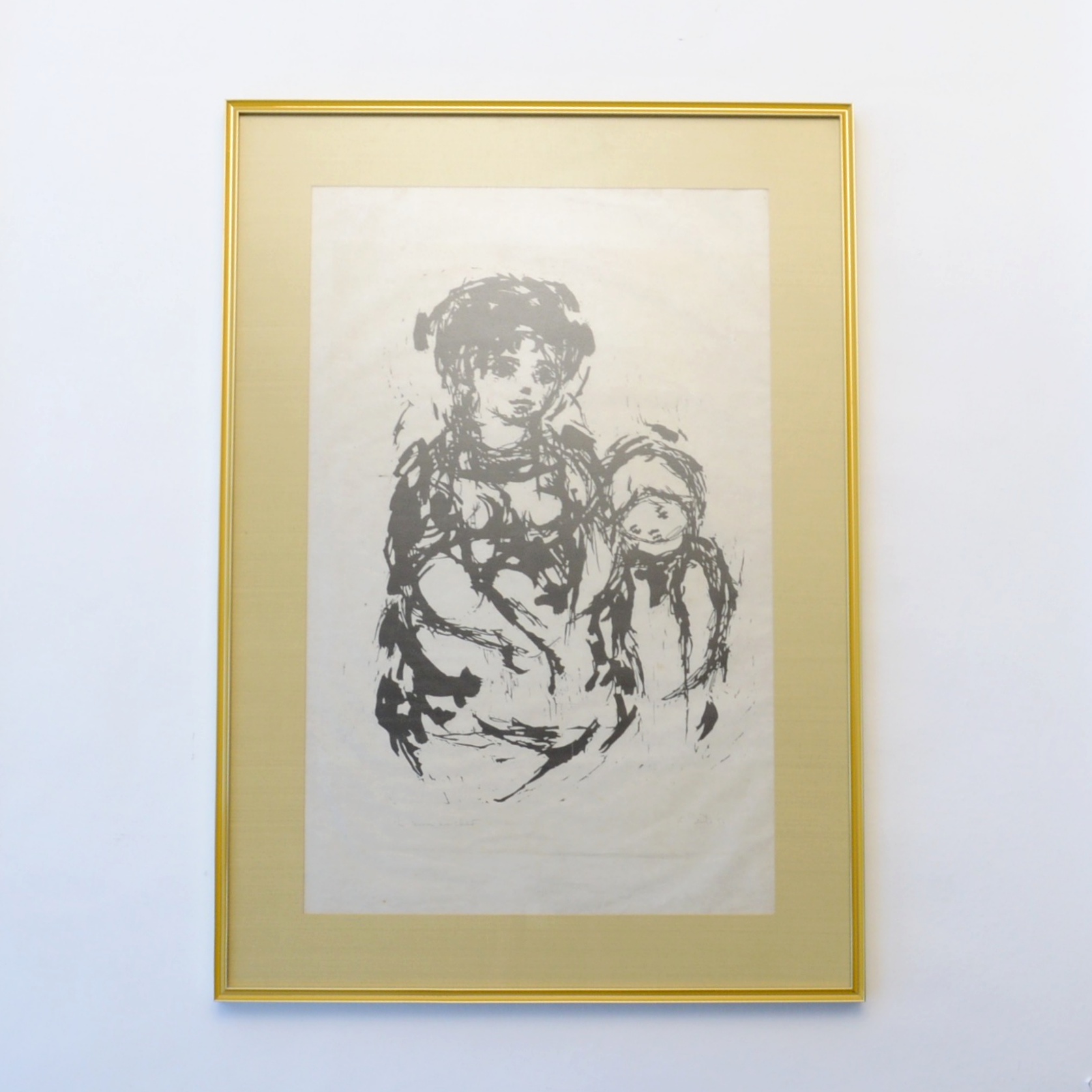 Arthur Danto 1956 Limited Edition Woodblock "Woman and Child"