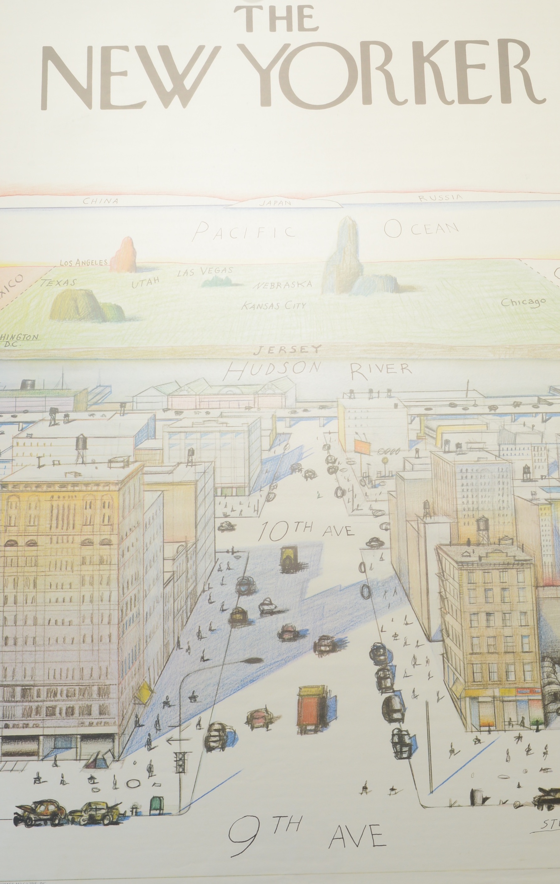Offset Lithograph Poster After Saul Steinberg's "View of the World..."