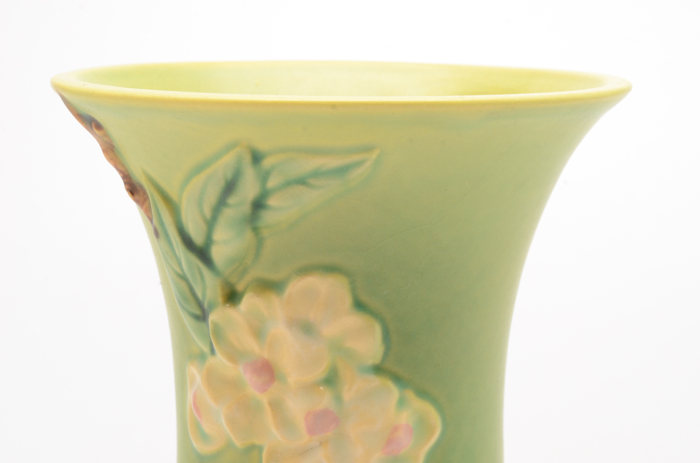 Vintage Roseville Pottery "Apple Blossom" Green Vase