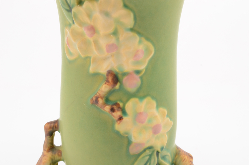 Vintage Roseville Pottery "Apple Blossom" Green Vase
