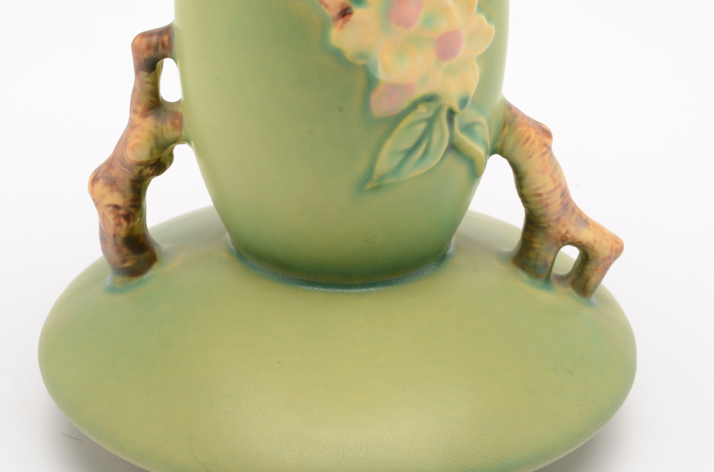 Vintage Roseville Pottery "Apple Blossom" Green Vase