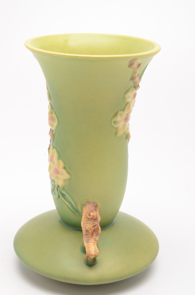 Vintage Roseville Pottery "Apple Blossom" Green Vase