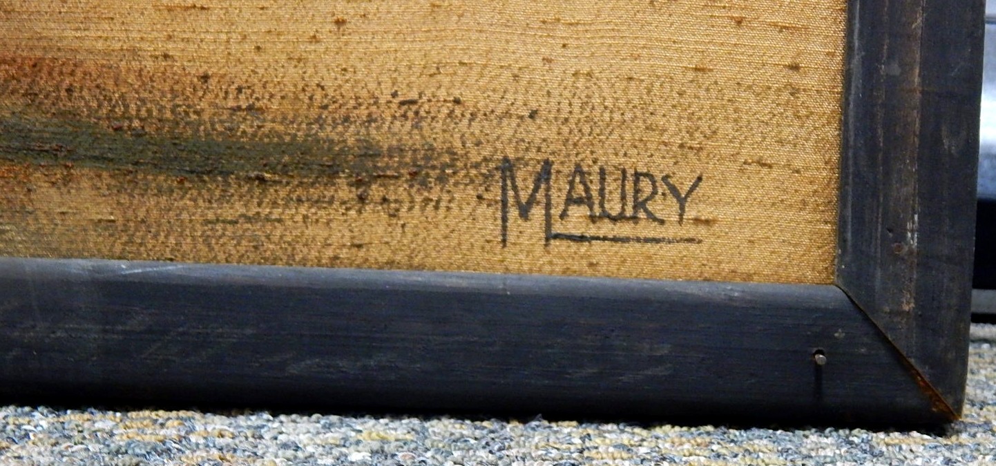 Original Oil Painting on Silk of Tree Signed "Maury"