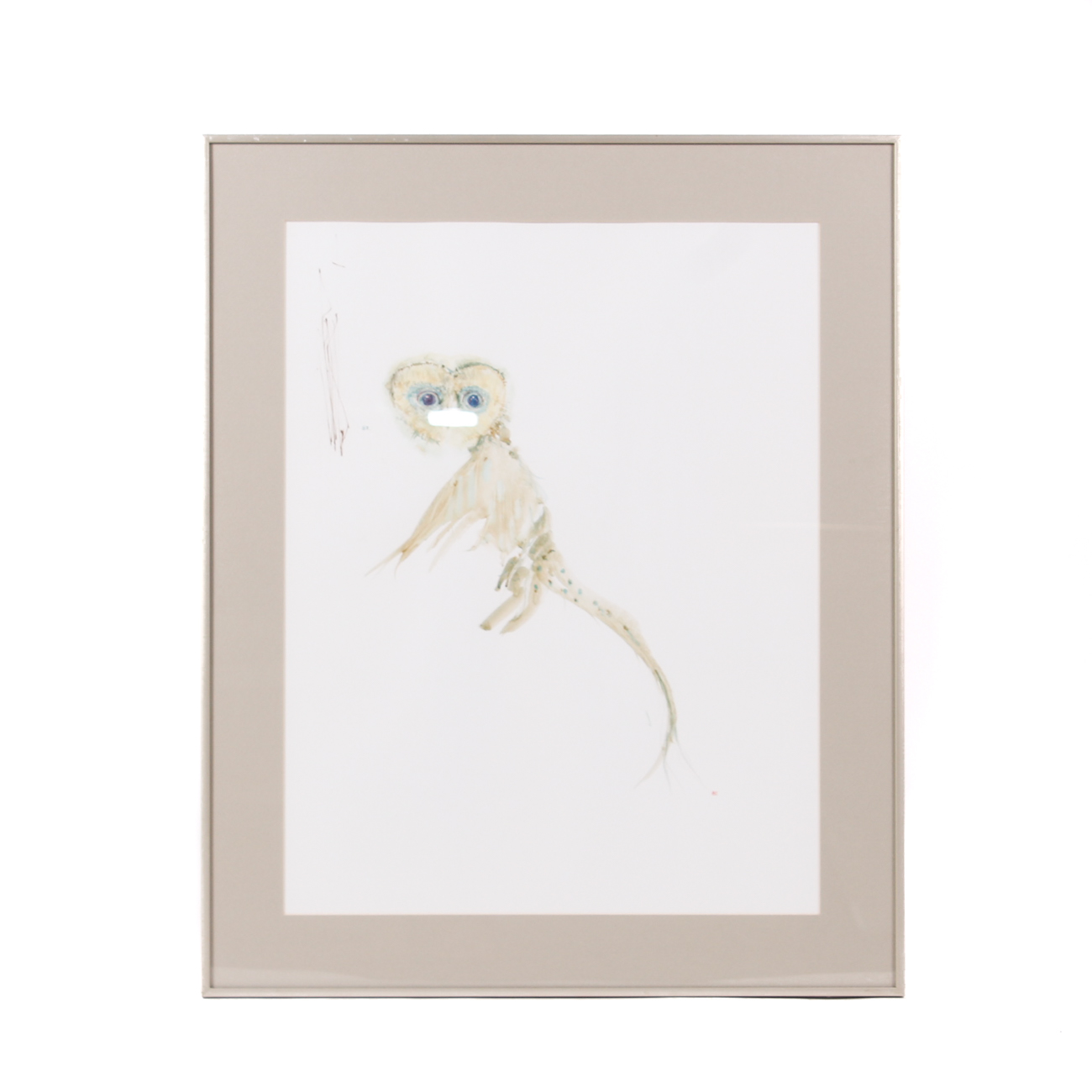 Christian Provost 1983 Watercolor on Paper of Monkey