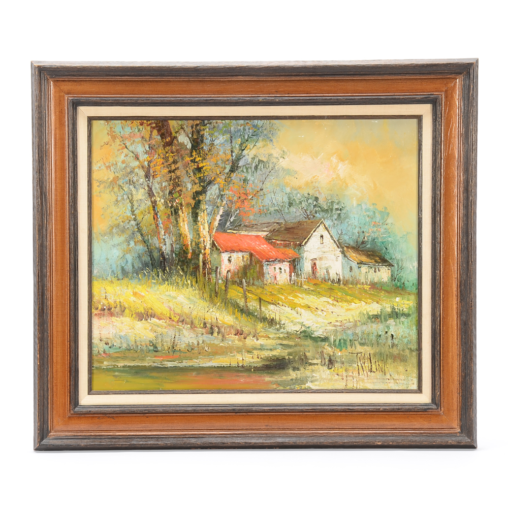 Original Oil Painting of a Rural Landscape