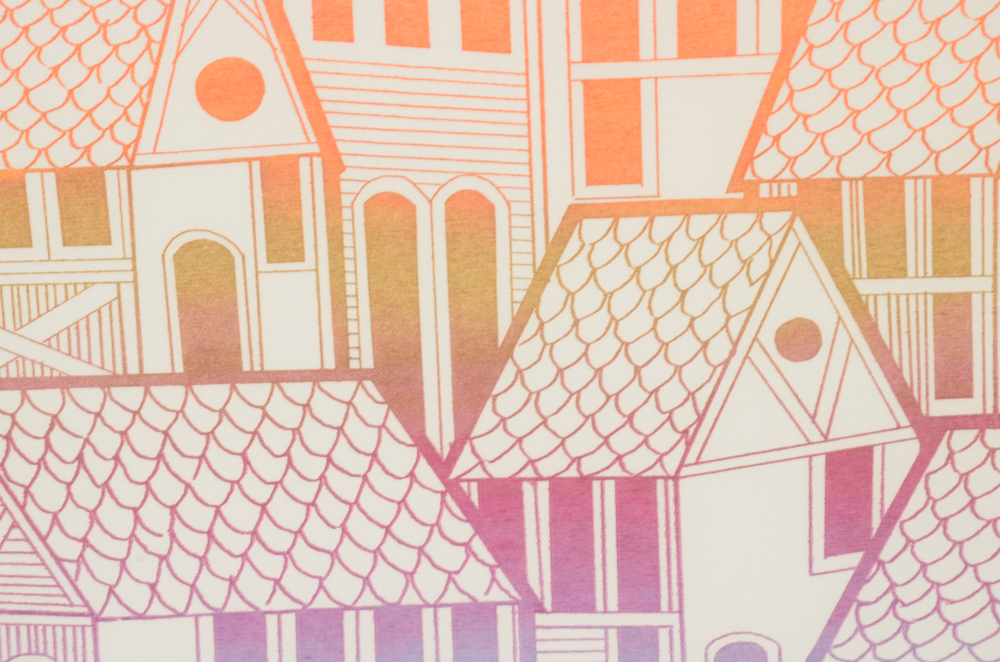 John Nartker Limited Edition Serigraph "Hillside Houses"