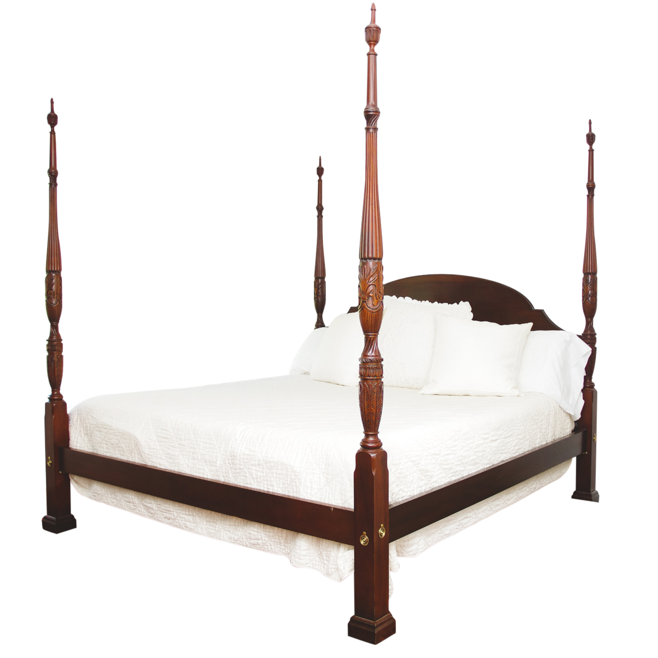 Henkel Harris "Rice Carved" King-Size Mahogany Four-Poster Bed