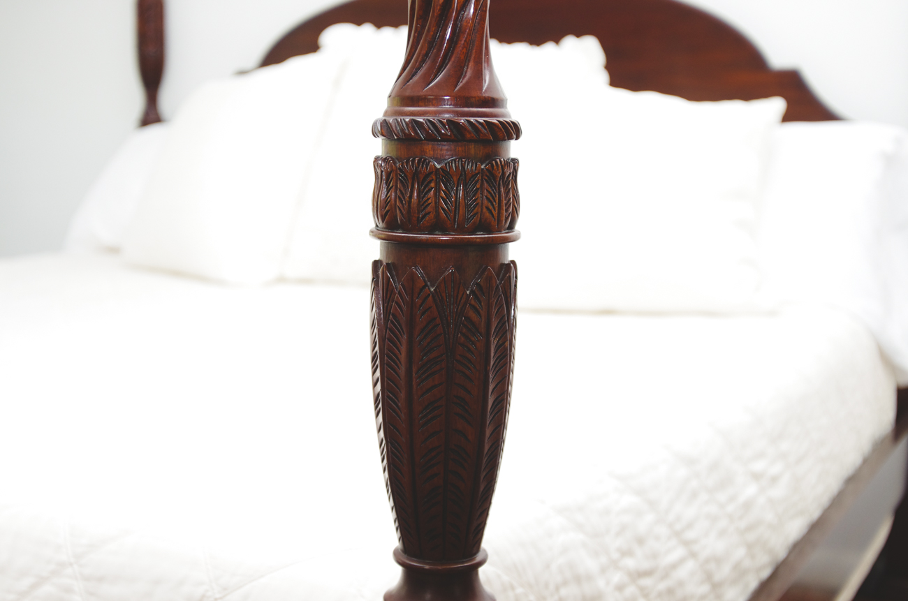 Henkel Harris "Rice Carved" King-Size Mahogany Four-Poster Bed
