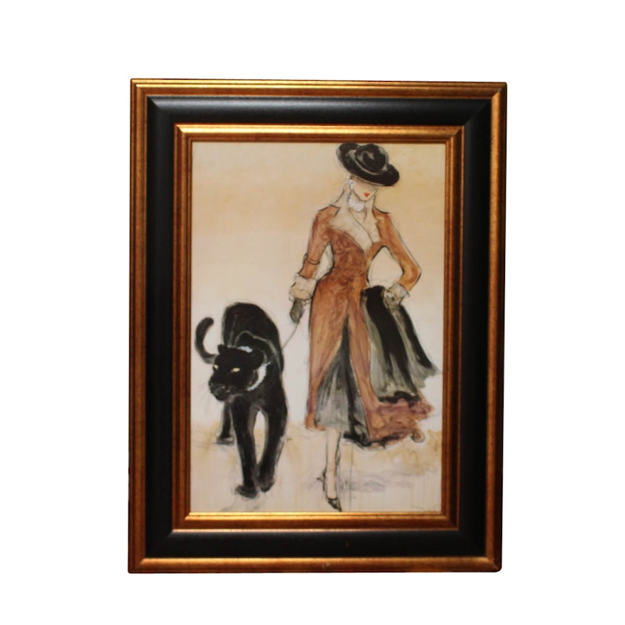 Framed Giclee Print of Woman with Panther