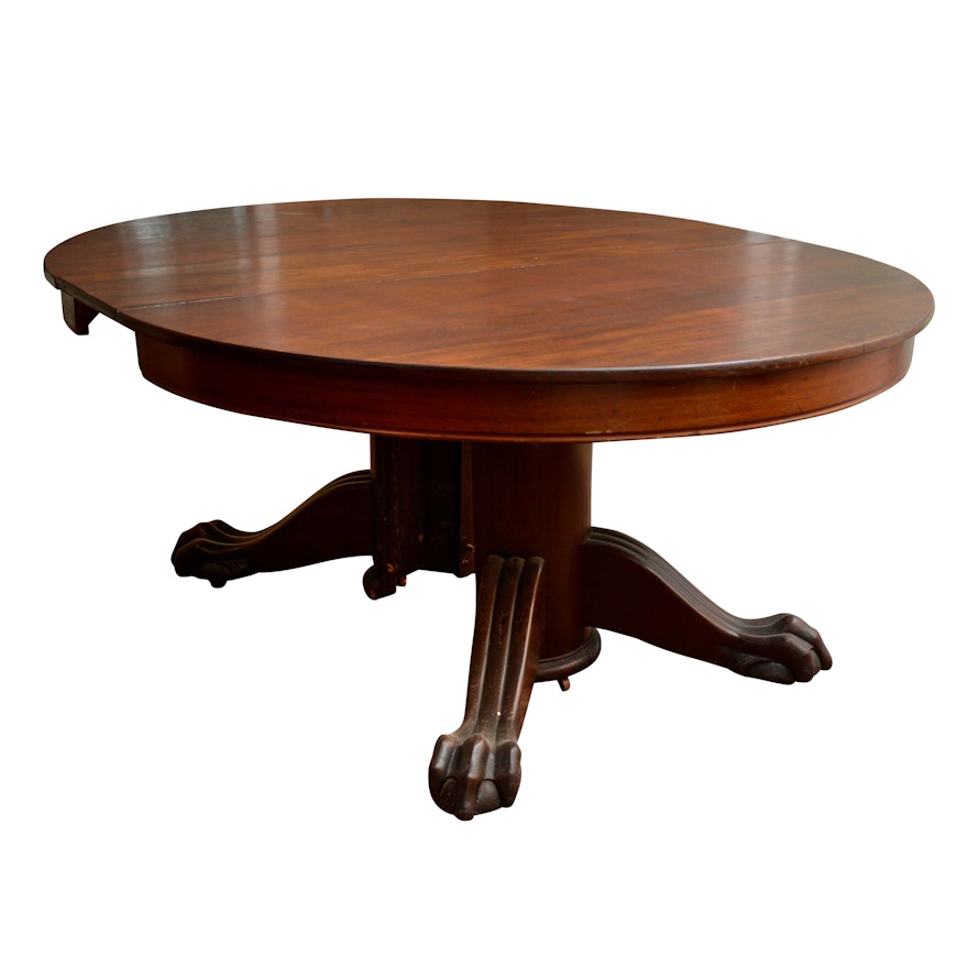 Antique Empire Style Mahogany Extension Dining Table