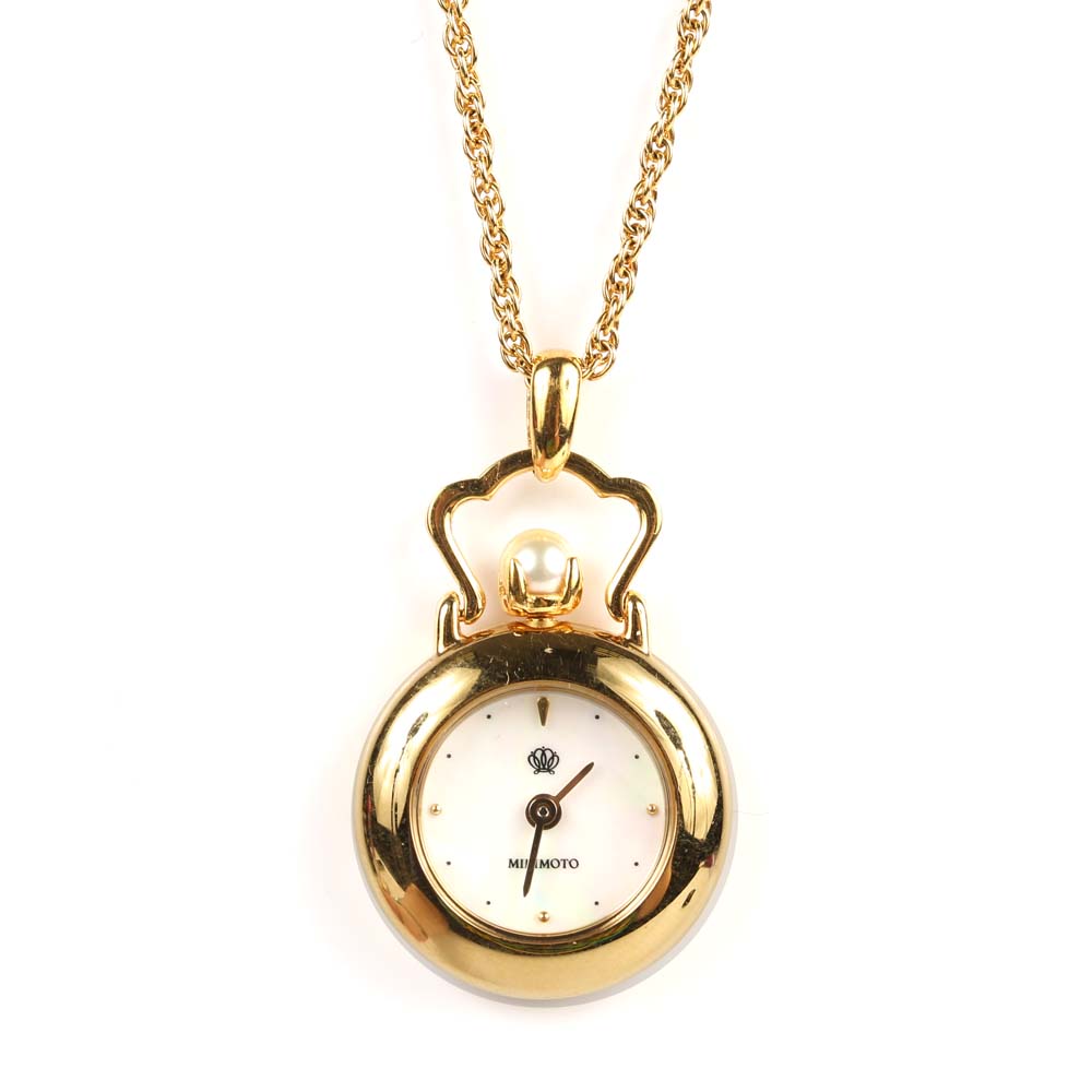 Mikimoto Mother of Pearl Pendant Watch