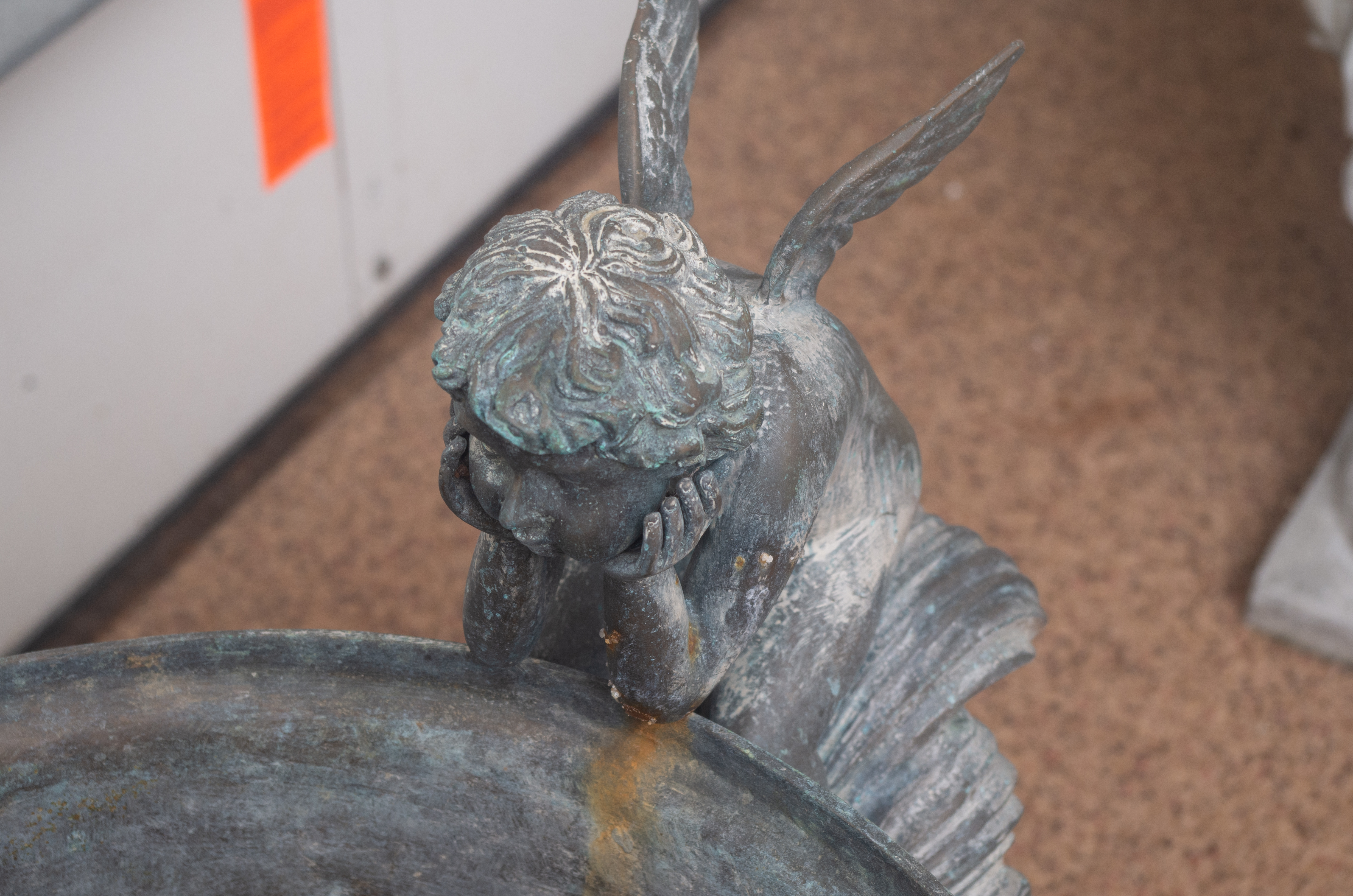 Pair of Rococo Style Putti Decorated Bronze-Tone Metal Urn Planters