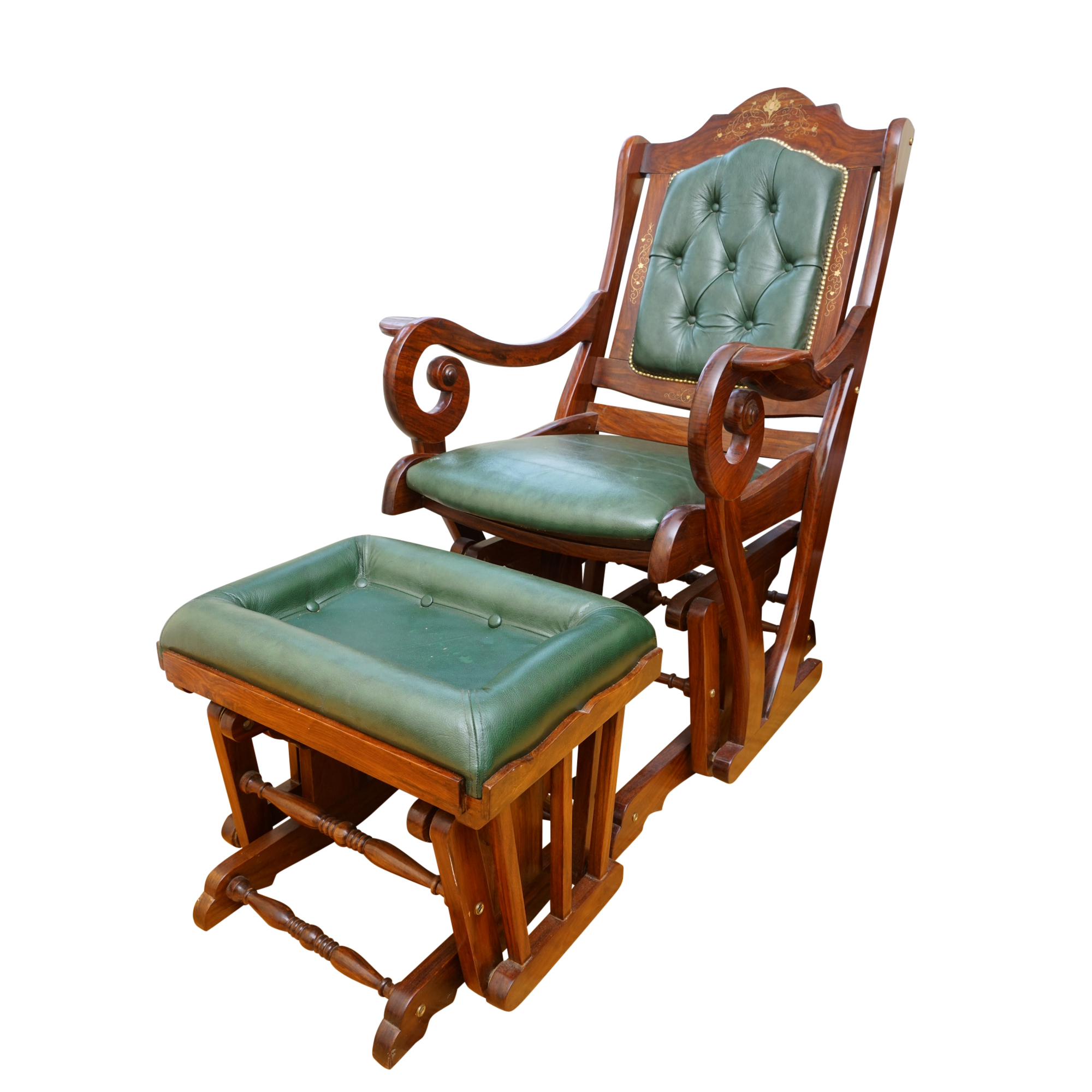 Vintage Regency Style Glider and Glider Footstool