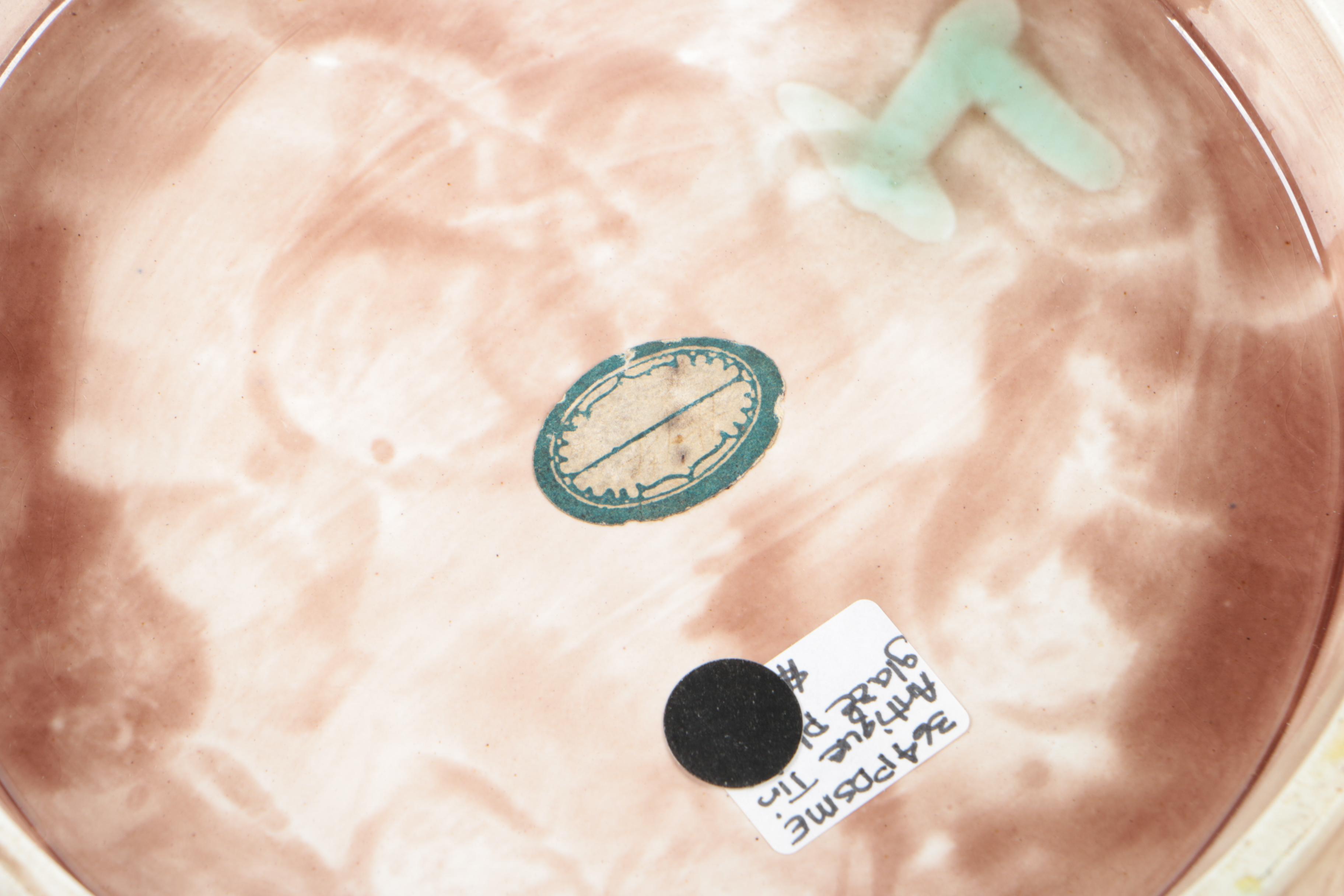 Antique English Majolica Pear and Bark Bread Plate