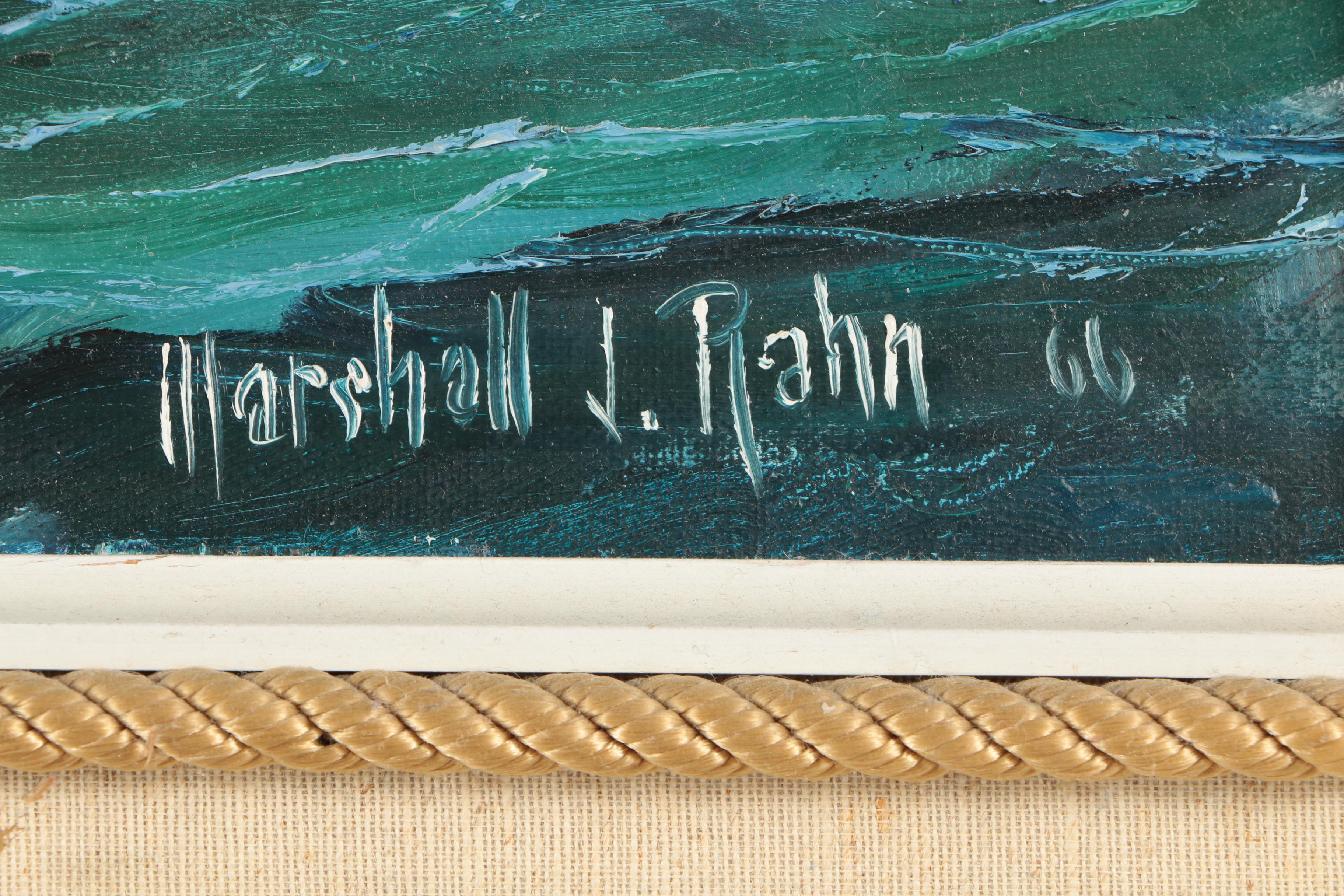 Marshall J. Rahn Oil Painting of Boat at Sea