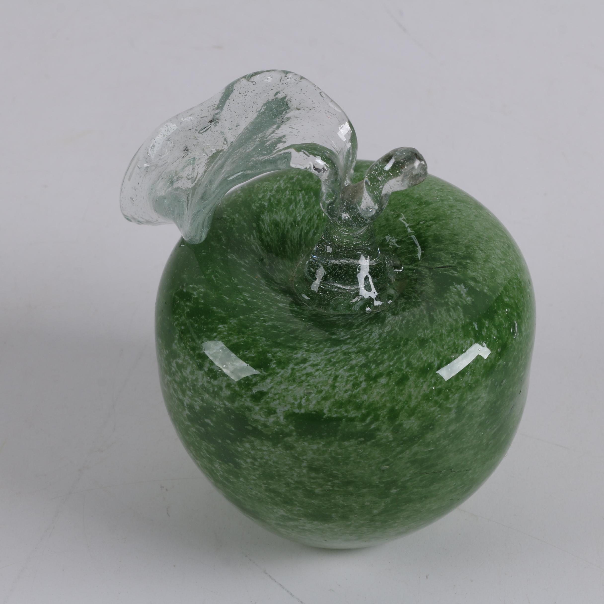 Art Glass Green Apple Paperweight
