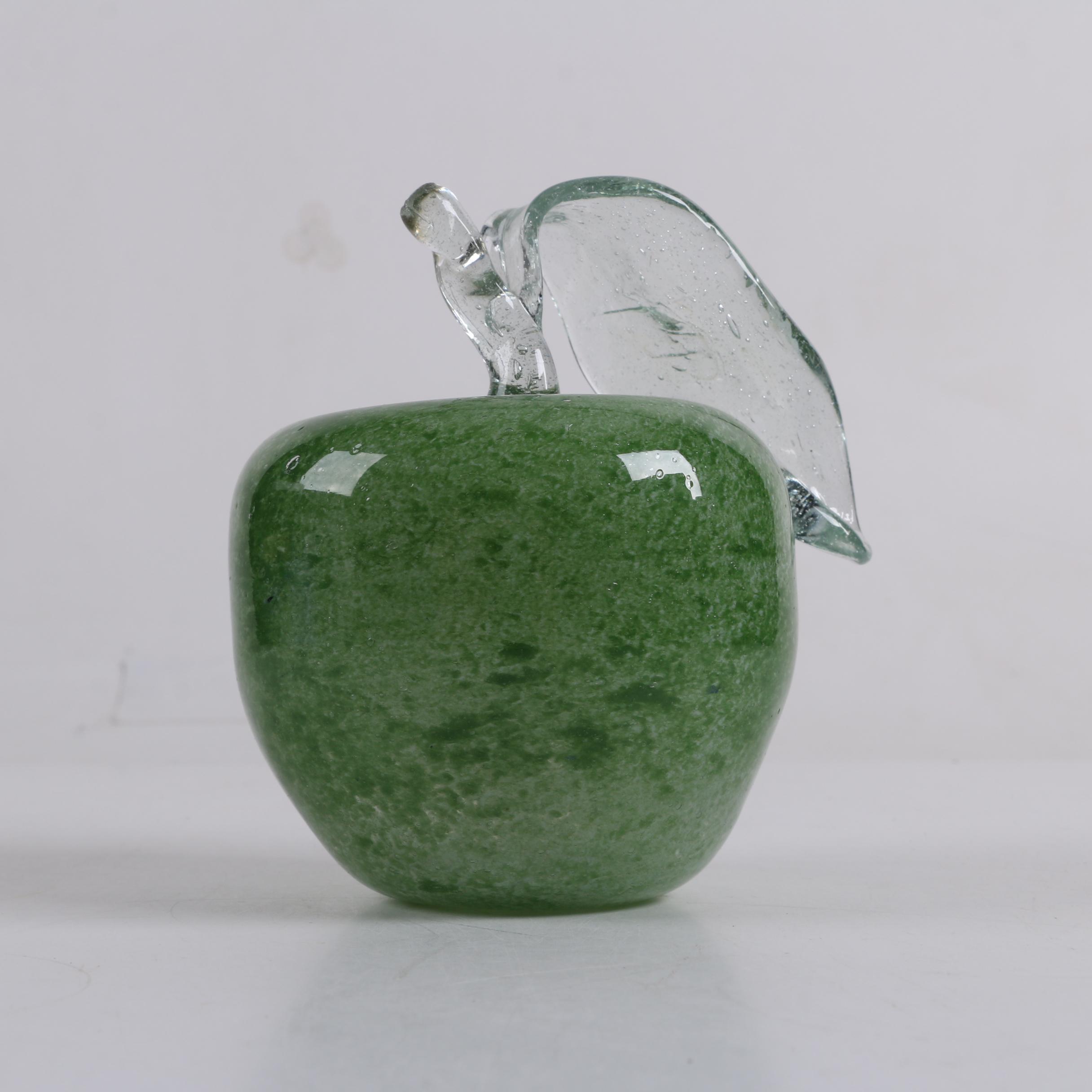 Art Glass Green Apple Paperweight