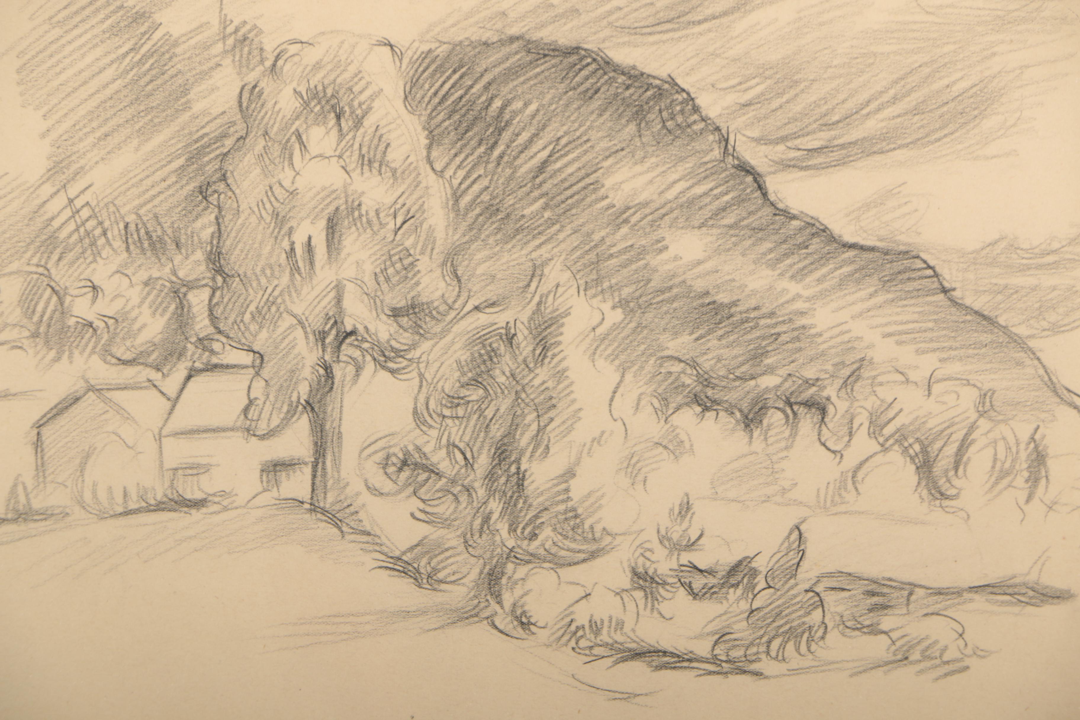 Ben Benn Graphite Drawing "Woodstock Landscape"