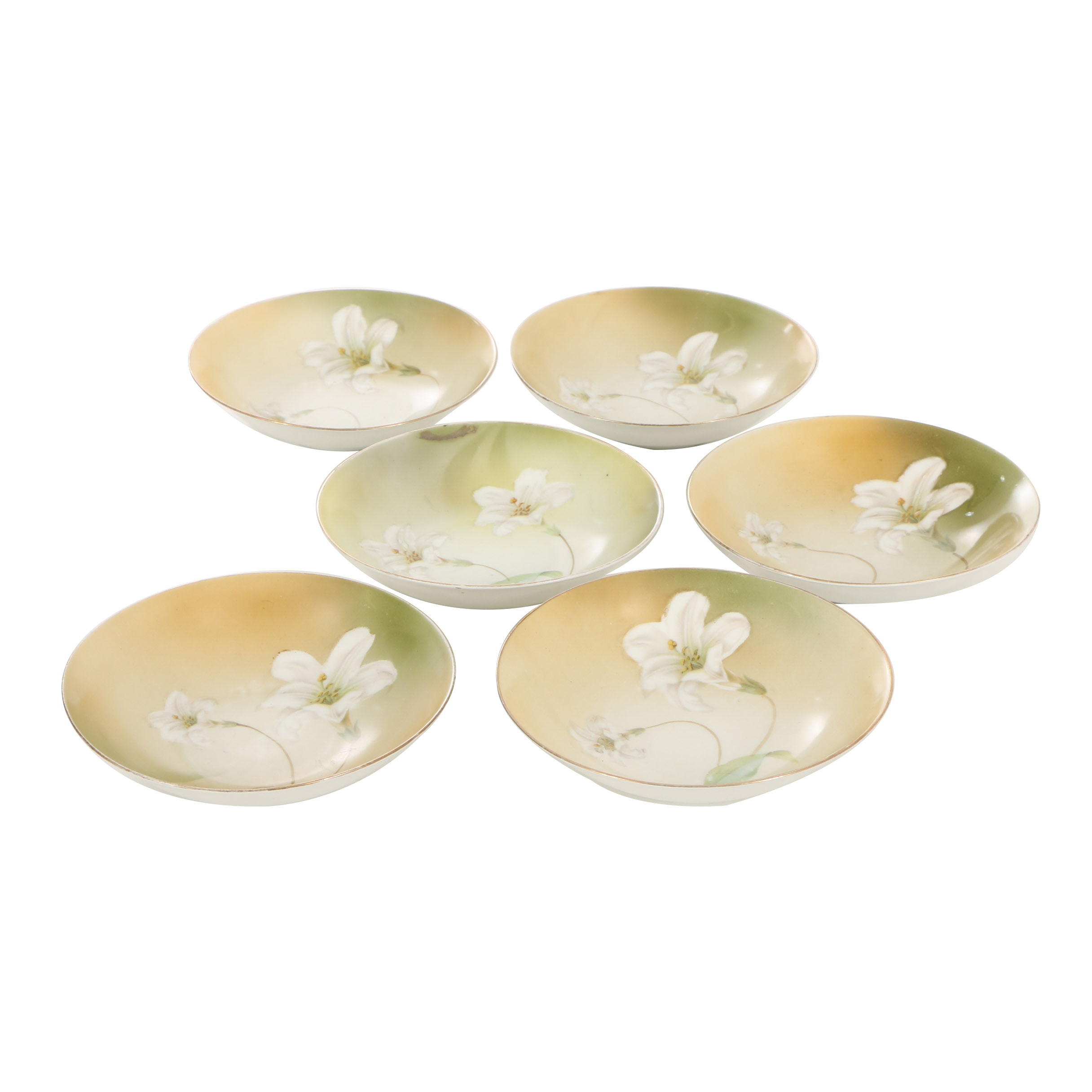 Six Antique Reinhold Schlegelmilch Porcelain Saucers