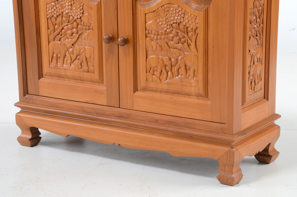 Asian Carved Teak Cabinet