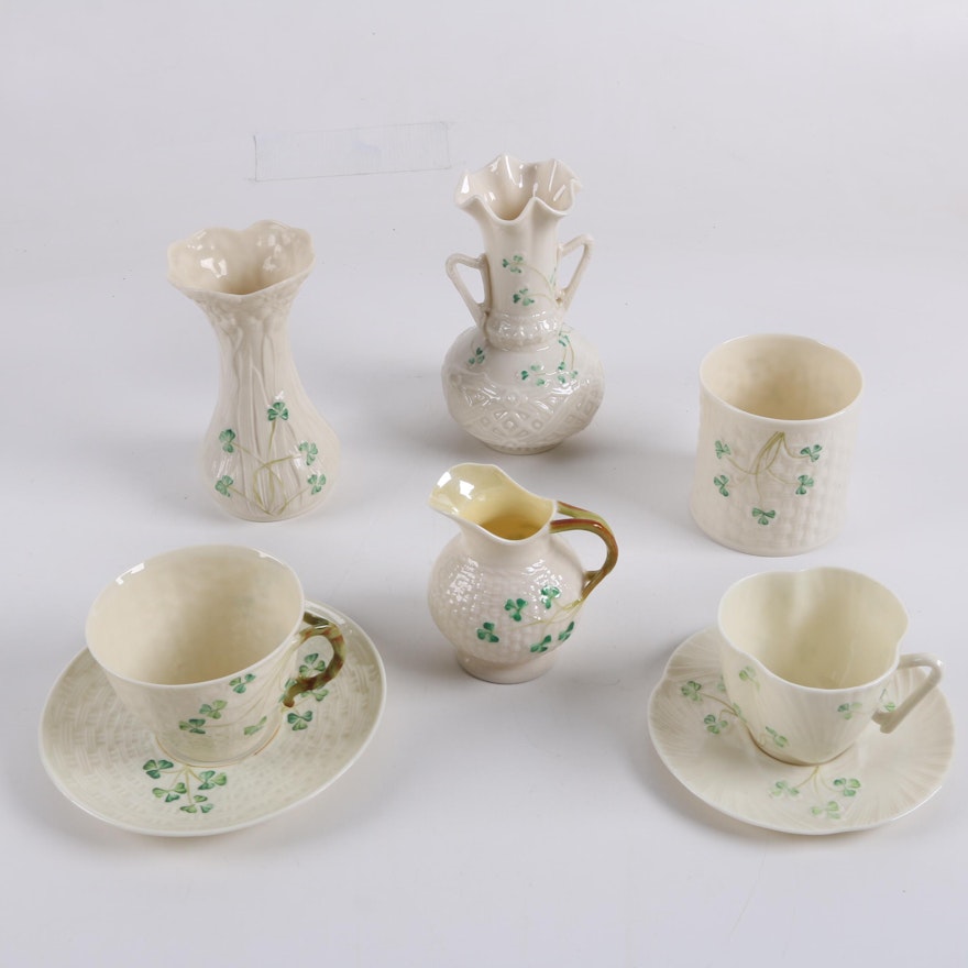Belleek "Shamrock" Porcelain Tableware and Vases
