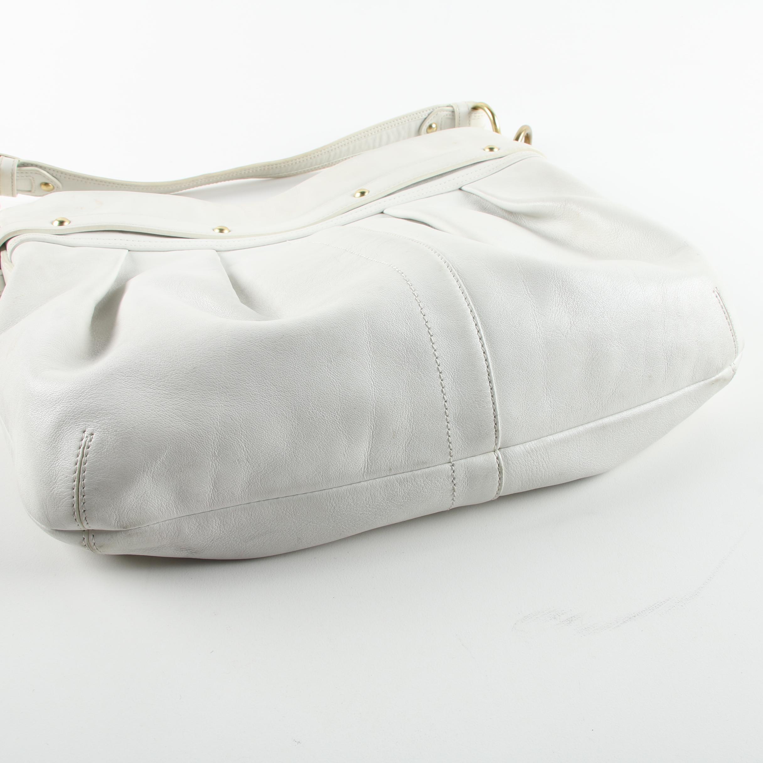 Coach Ergo Pleated White Leather Shoulder Bag