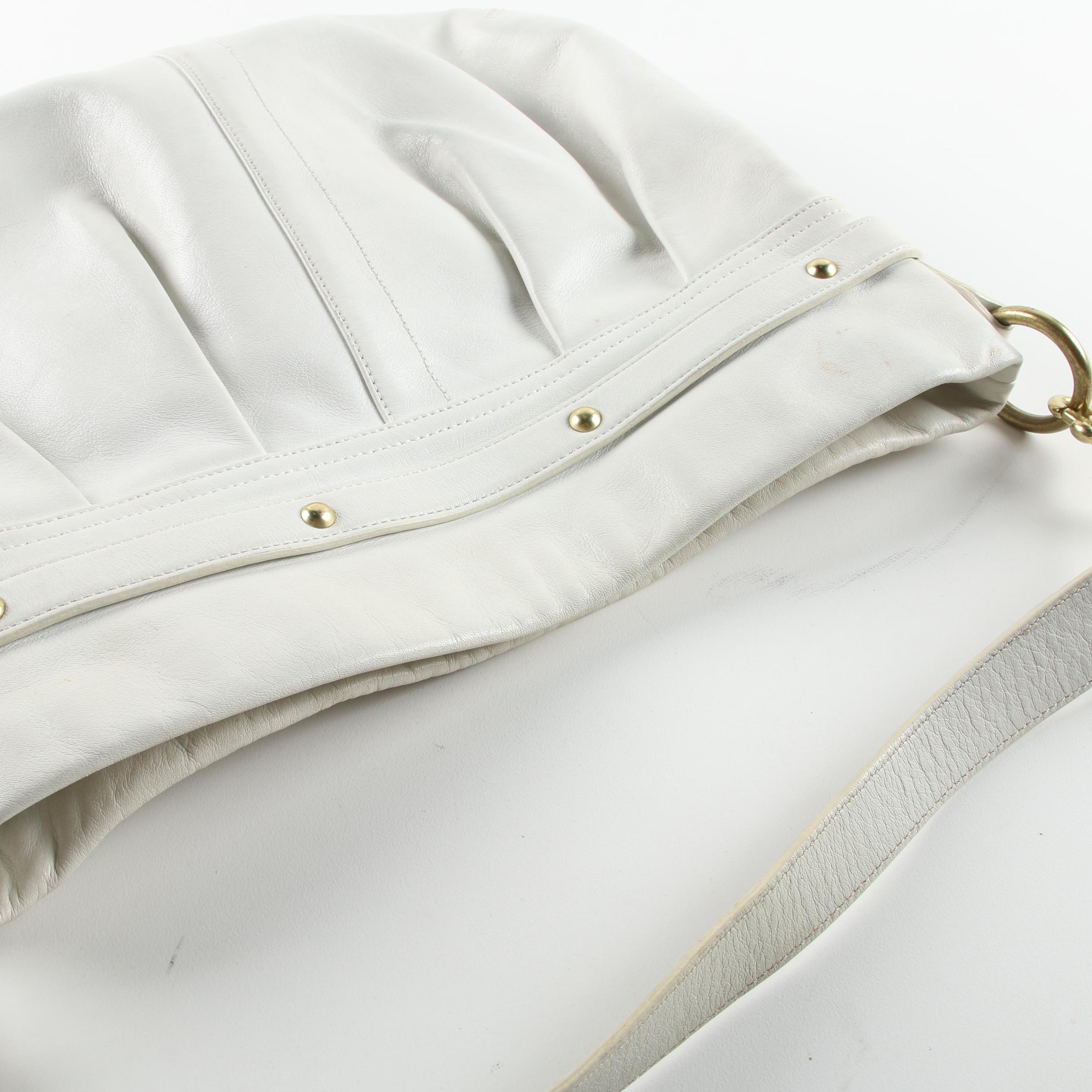 Coach Ergo Pleated White Leather Shoulder Bag