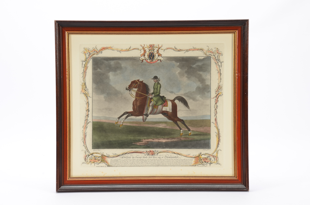 Pair of Antique Hand-colored Mezzotint Prints of Horses