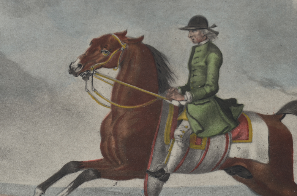 Pair of Antique Hand-colored Mezzotint Prints of Horses