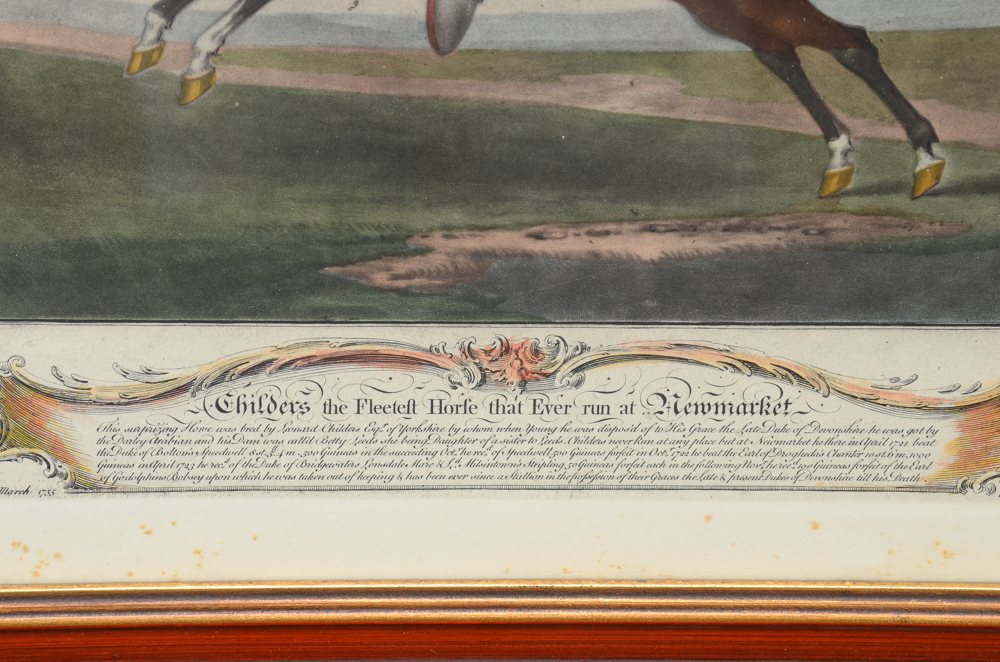 Pair of Antique Hand-colored Mezzotint Prints of Horses