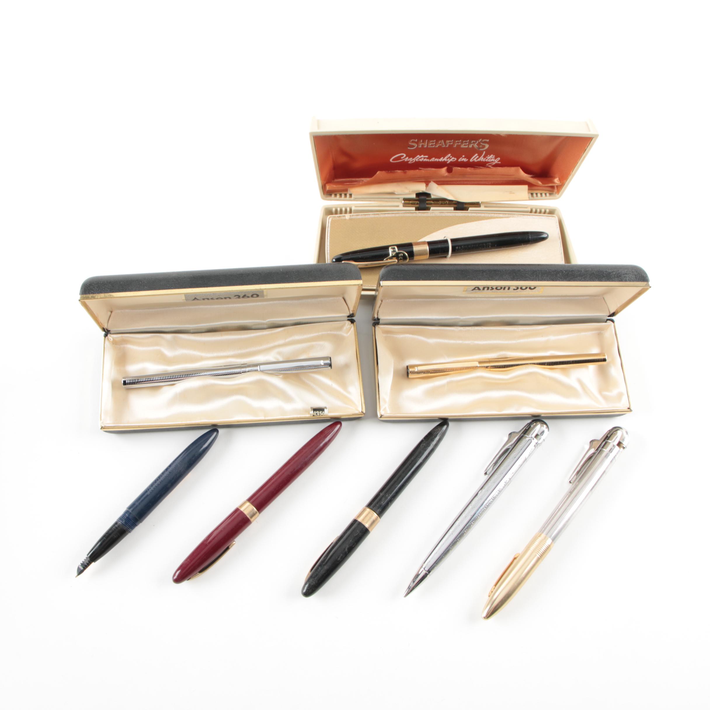 Anson and Sheaffer Pens with Ronson Pencil Lighter