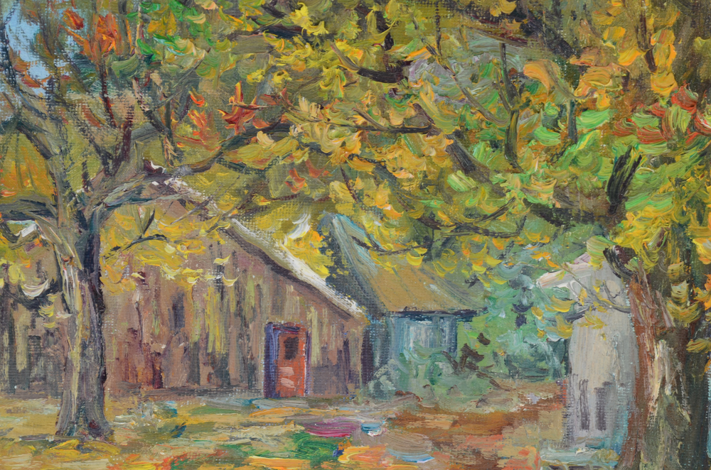 Leo Hong Mao Oil Painting on Board of Pastoral Scene