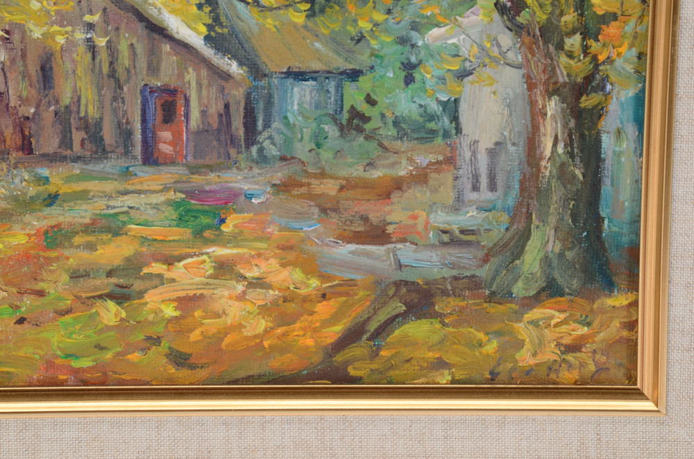 Leo Hong Mao Oil Painting on Board of Pastoral Scene